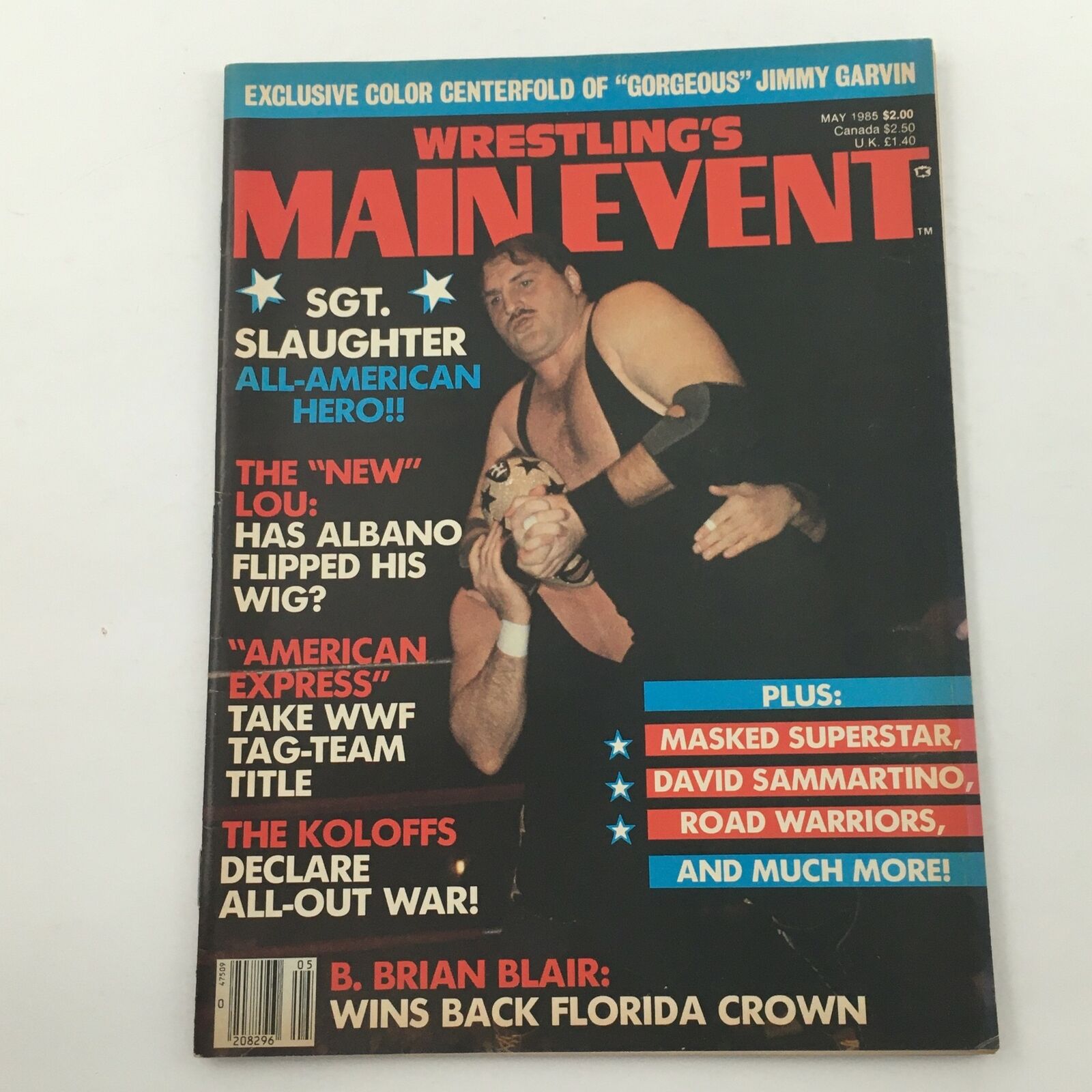 Wrestling's Main Event Magazine May 1985 Jimmy Garvin and Sgt. Slaughter Feature