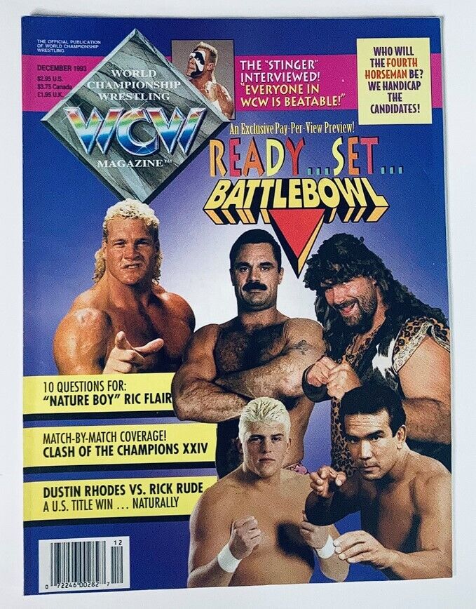 WCW Wrestling Magazine December 1993 Ric Flair, Stinger, Dustin Rhodes No Label