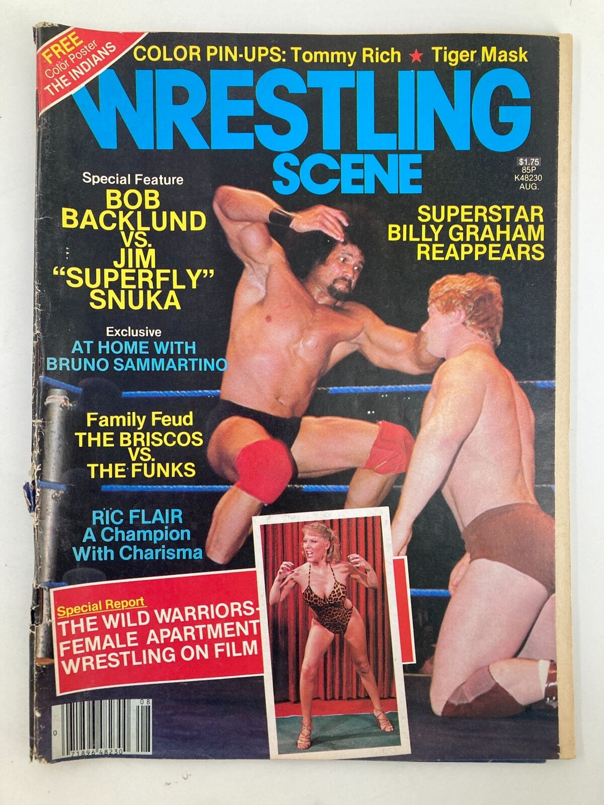 VTG Wrestling Scene Magazine August 1982 Bob Backlund vs Jim Snuka w Poster