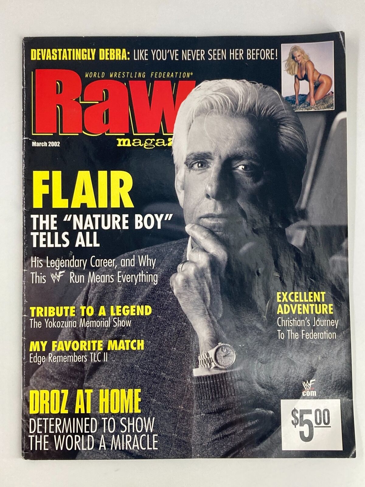 WWF Raw Magazine March 2002 Ric Flair The 'Nature Boy' w Poster No Label