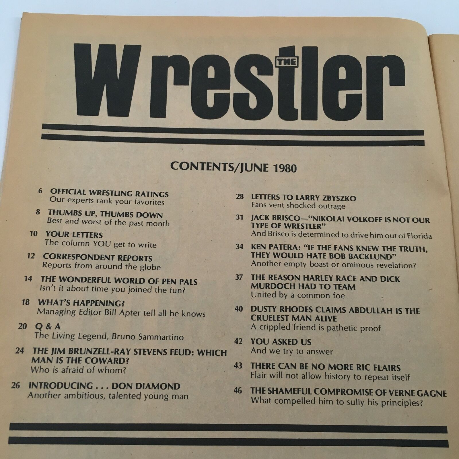 WWF The Wrestler Magazine June 1980 Harley Race and Dick Murdock Team Up