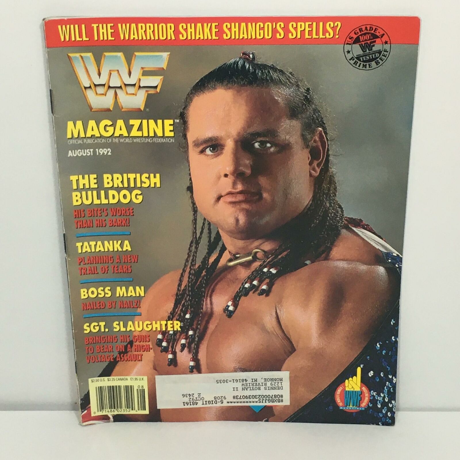 WWF / WWE Magazine August 1992: The British Bulldog / Tatanka / Boss Man