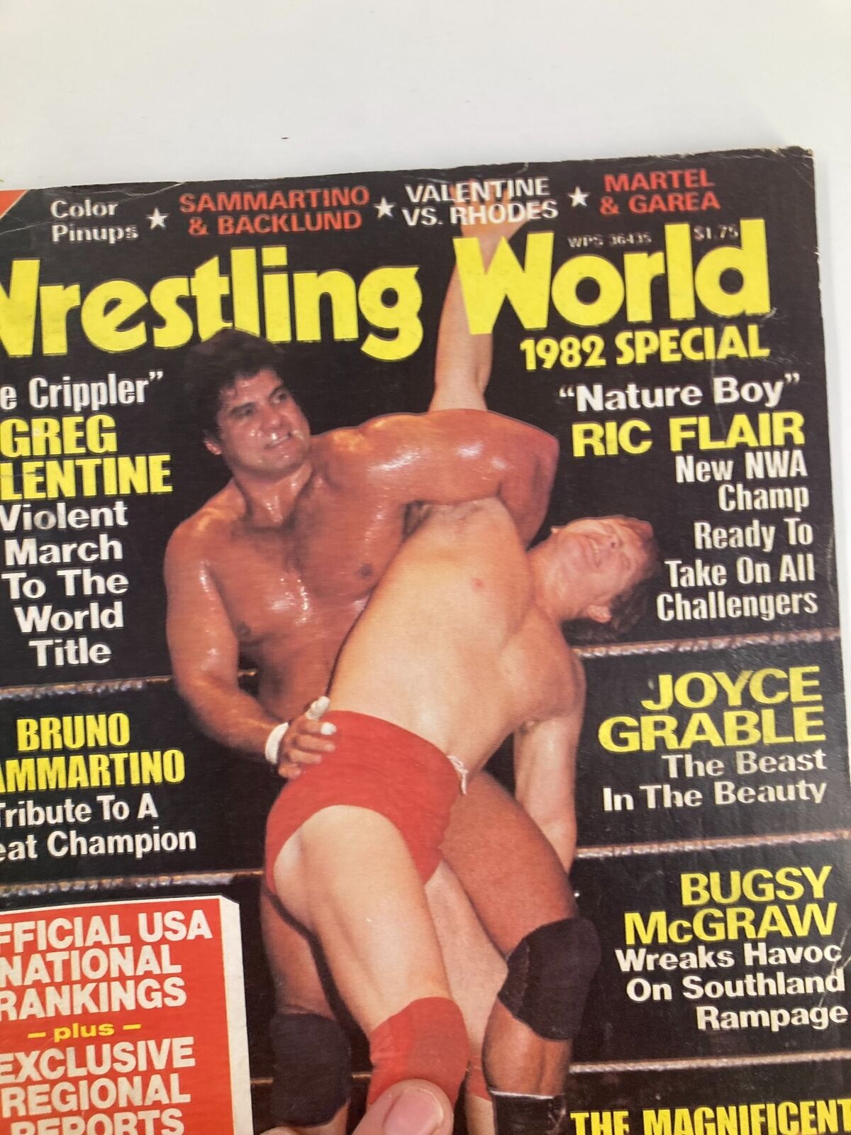 VTG Wrestling World Magazine 1982 Greg Valentine and Ric Flair w Poster No Label