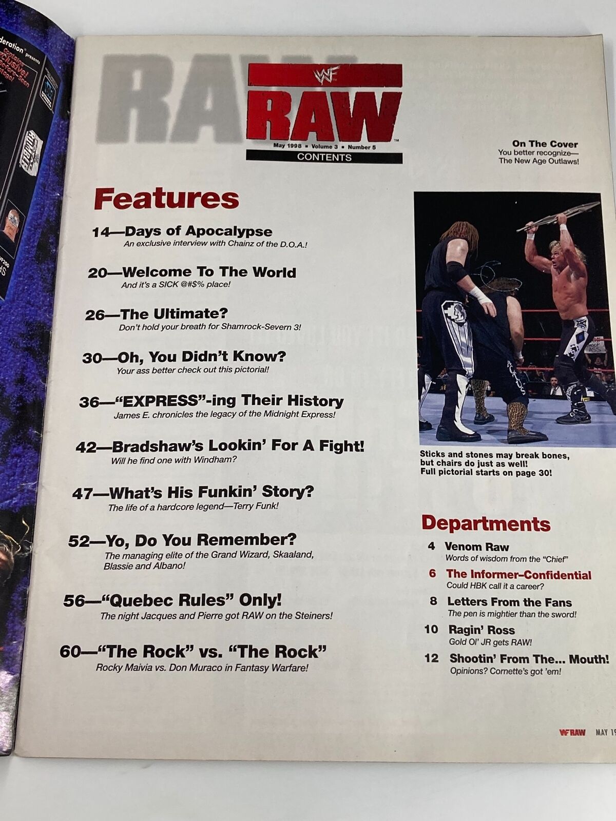 WWF Raw Magazine May 1998 Rocky Mania vs Don Muraco No Poster No Label