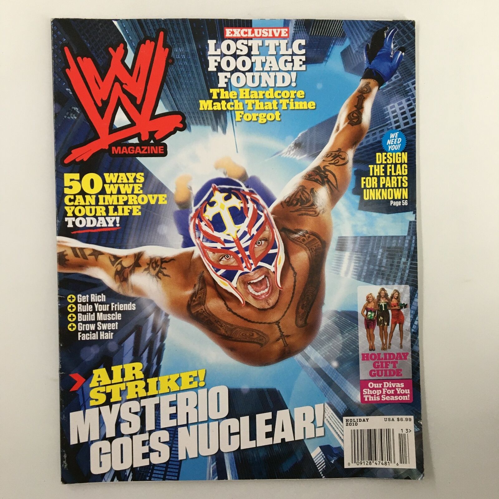 WWE Magazine Holiday 2010 Rey Mysterio, Bret Hart, Edge, The Rock No Label