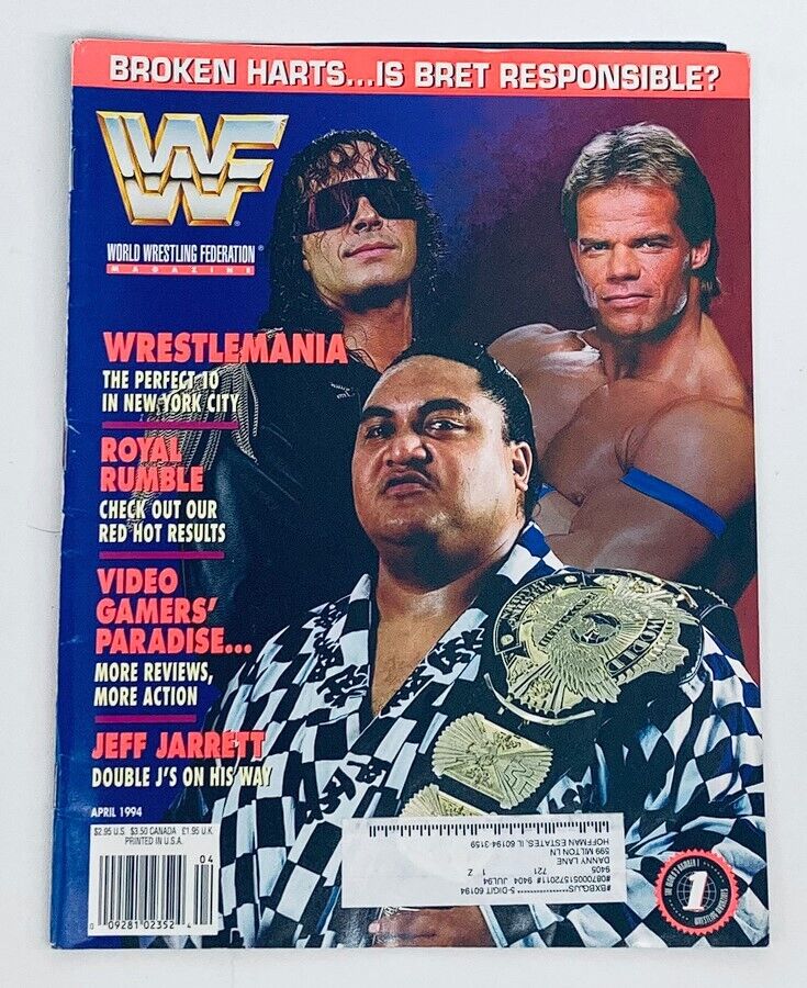 WWF World Wrestling Federation Magazine April 1994 Yokozuna, Lex Luger, Hart