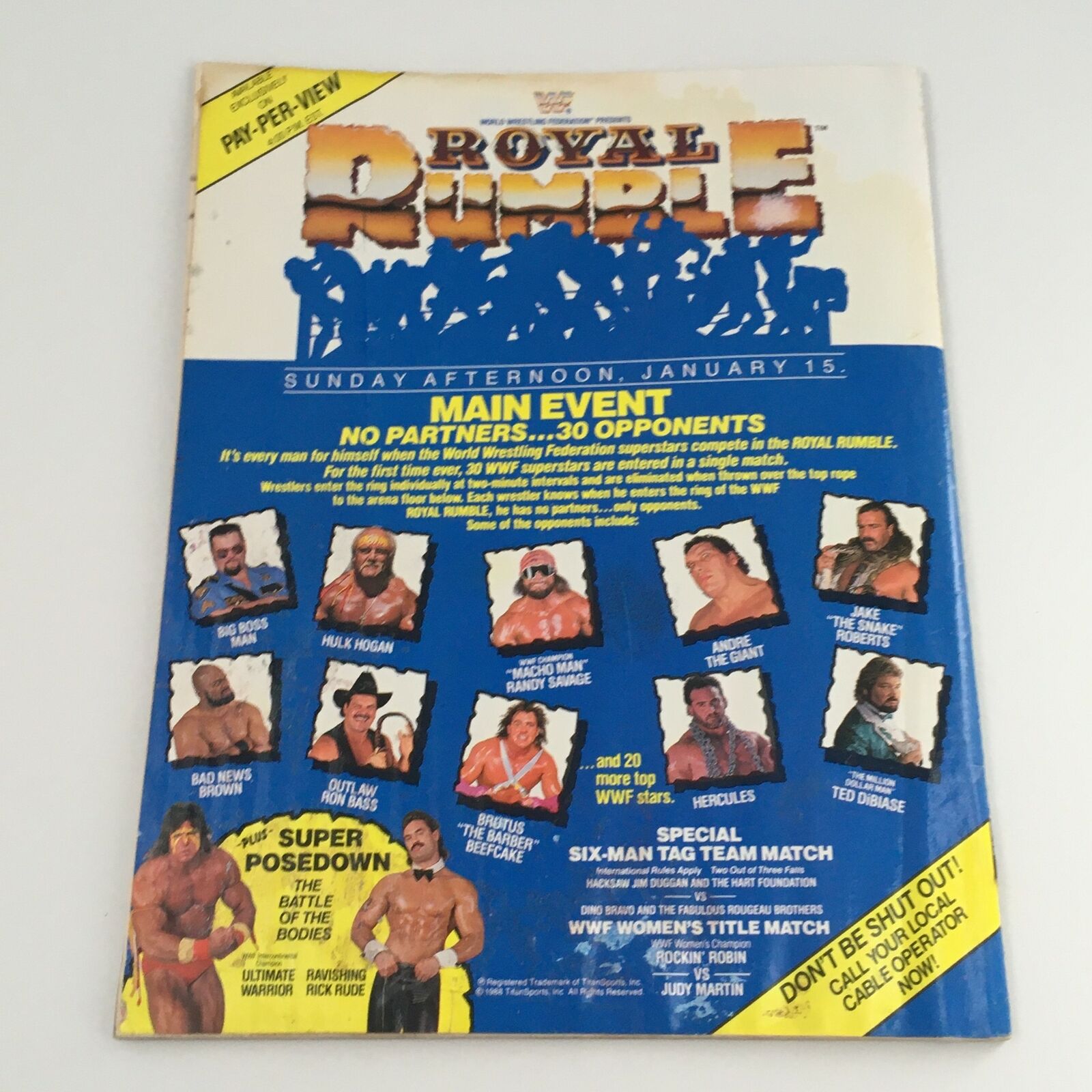 WWF Magazine January 1989 Hulk Hogan & Hercules & Jake The Snake, No Label