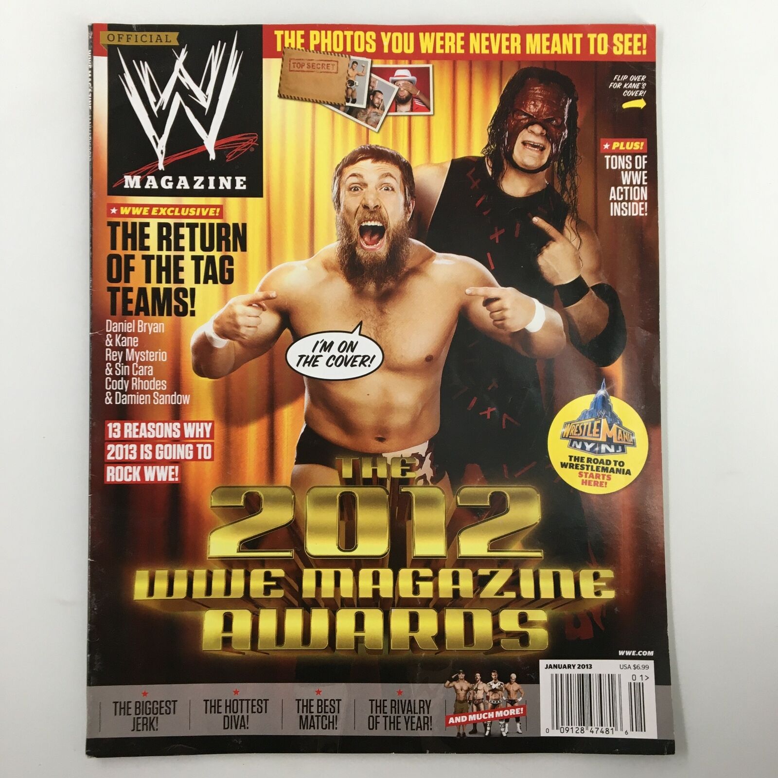 WWE Magazine January 2013 Daniel Bryan, Kane, Rey Mysterio & Sin Cara No Label