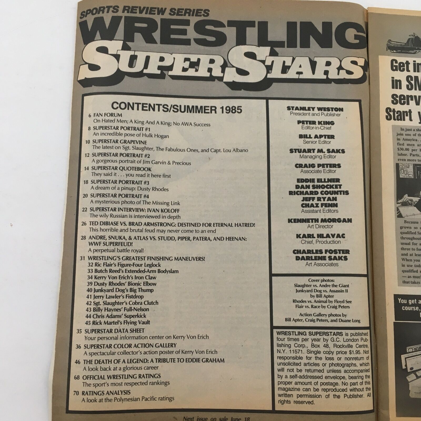 Wrestling Superstars Magazine Summer 1985 Hulk Hogan, Jim Garvin & Dusty Rhodes