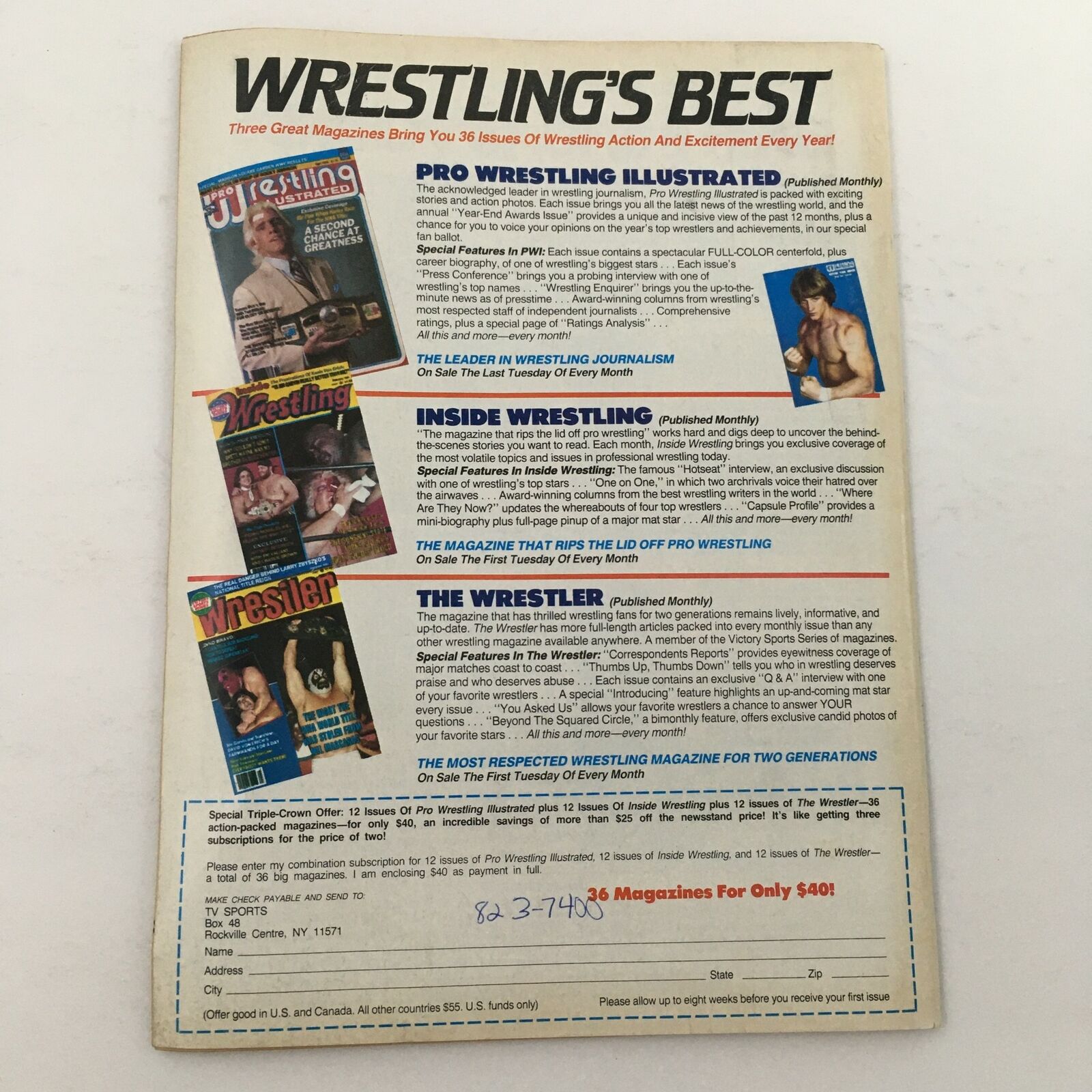 Wrestling Superstars Magazine Summer 1985 Hulk Hogan, Jim Garvin & Dusty Rhodes