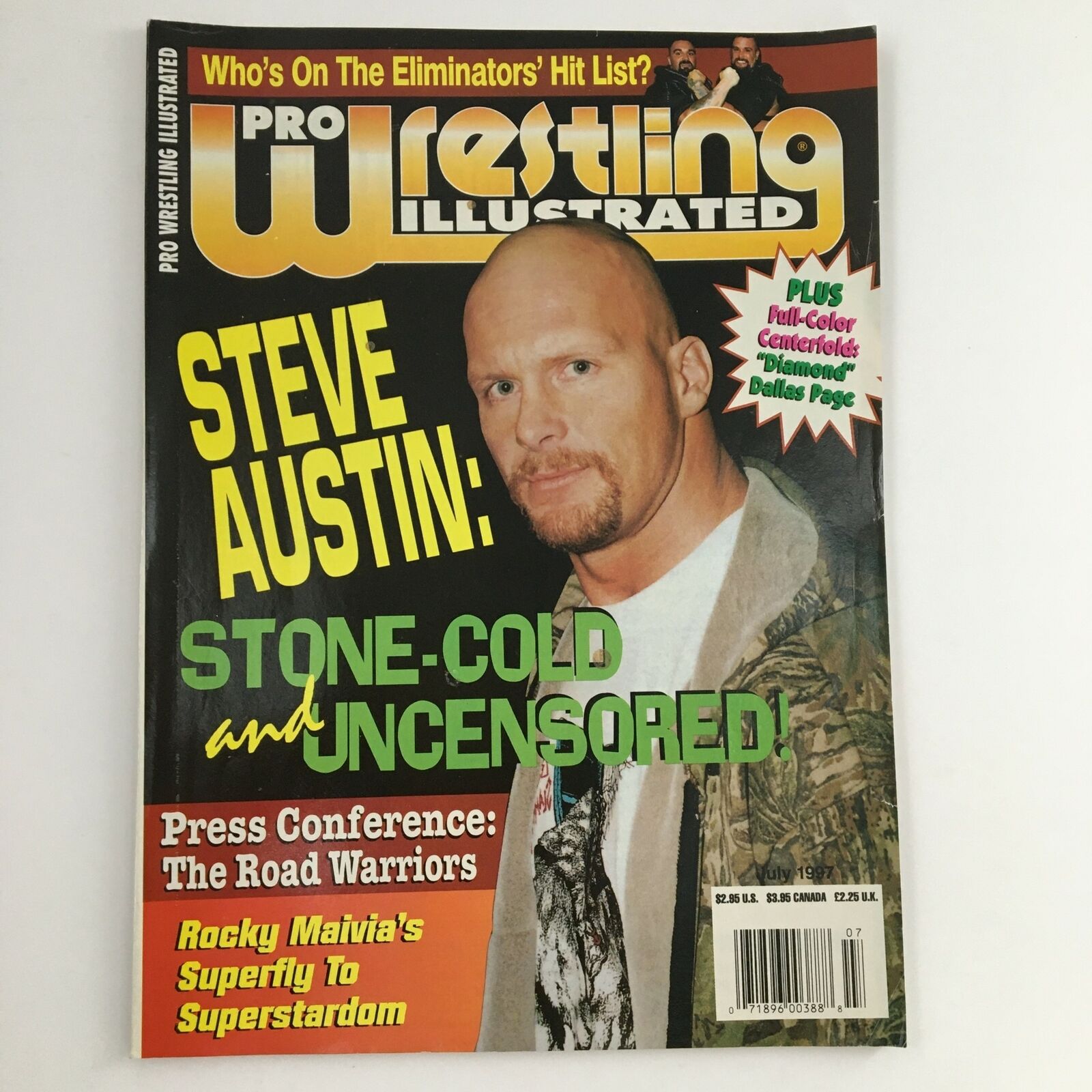 Pro Wrestling Illustrated July 1997 Steve Austin & Dallas Page Poster, No Label