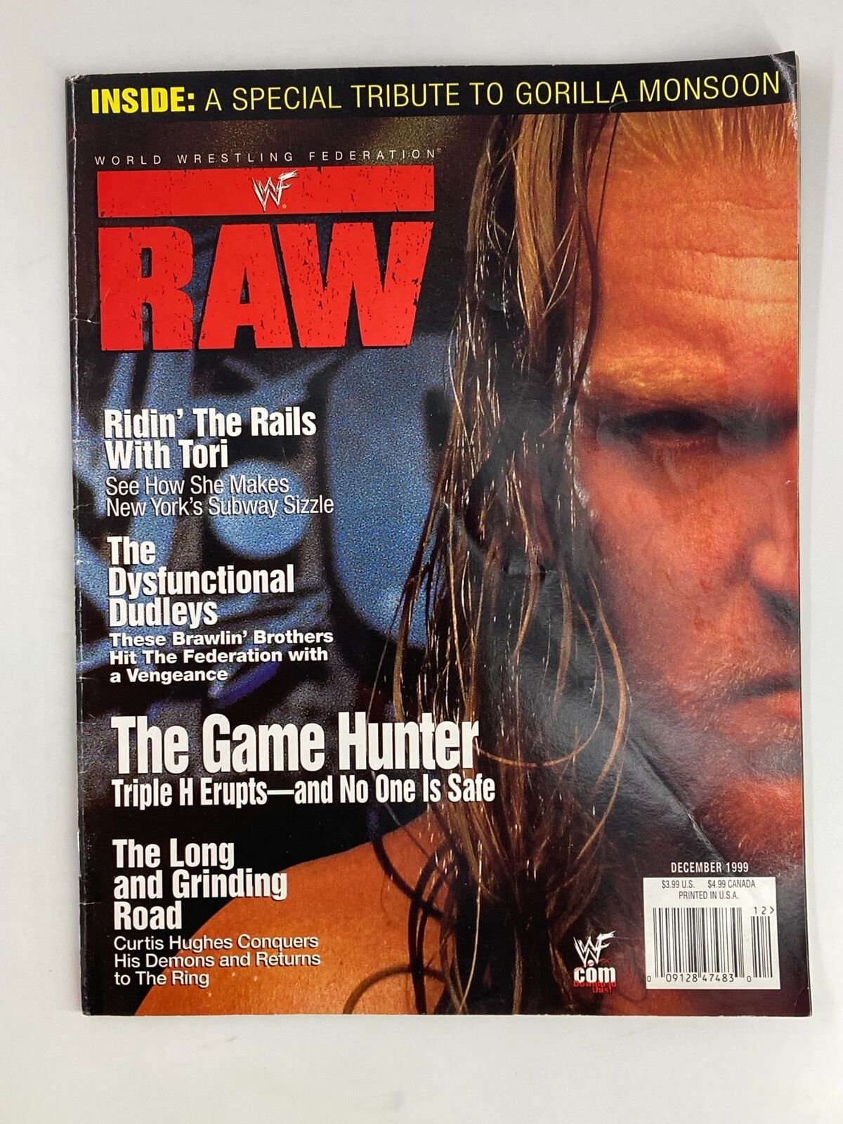 WWF Raw Magazine December 1999 Triple H The Game Hunter w Poster No Label