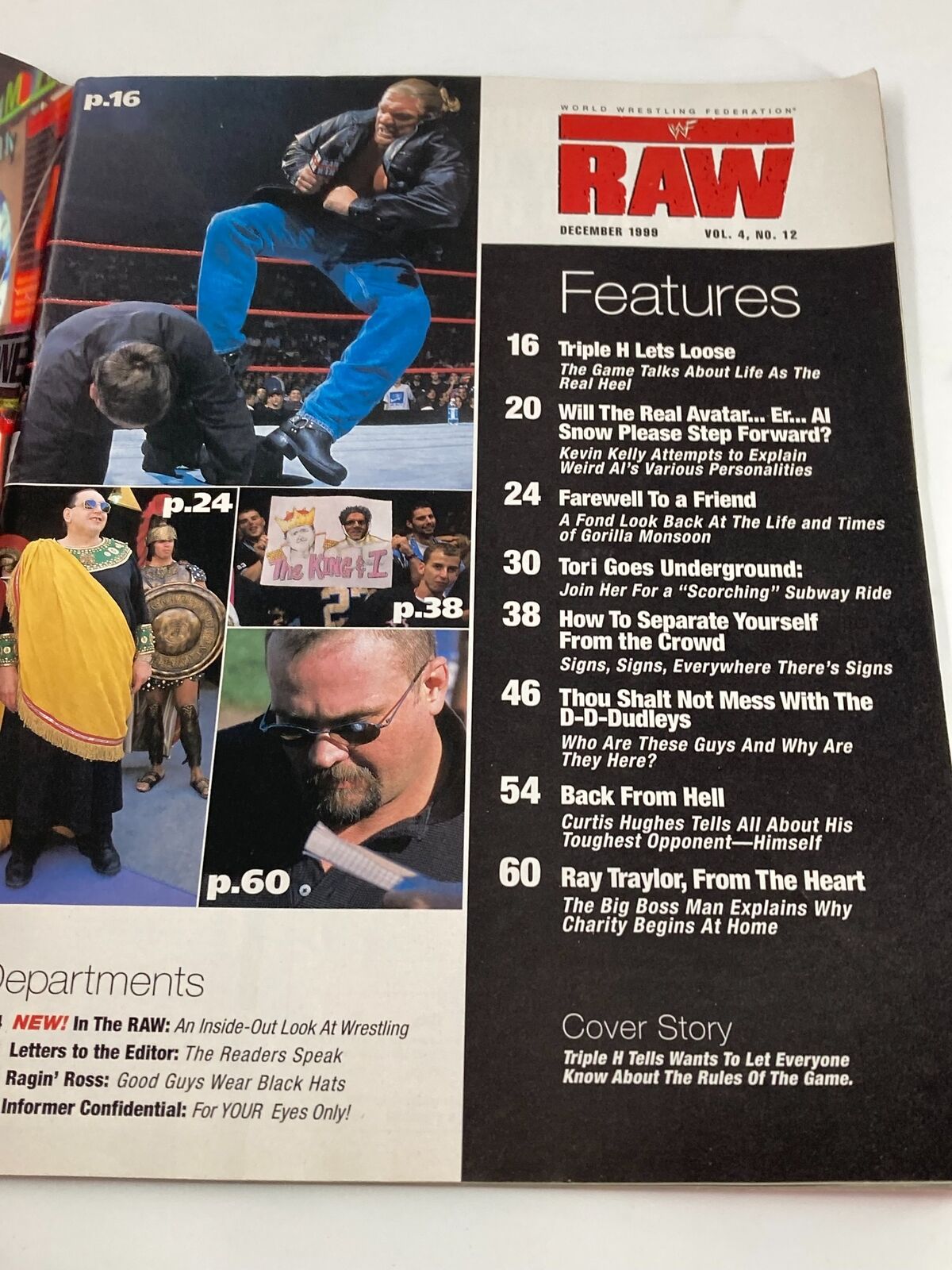 WWF Raw Magazine December 1999 Triple H The Game Hunter w Poster No Label