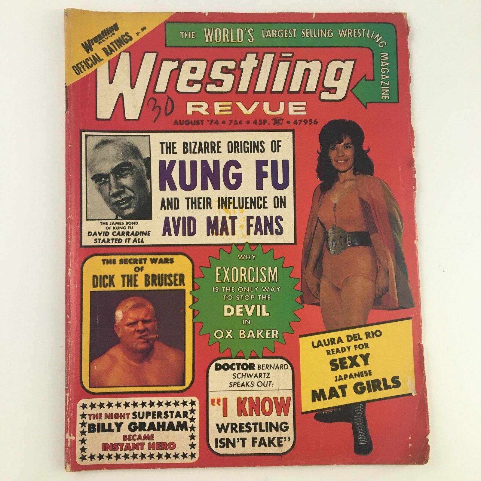 Wrestling Revue Magazine August 1974 Dick The Bruiser & Laura Del Rio, No Label