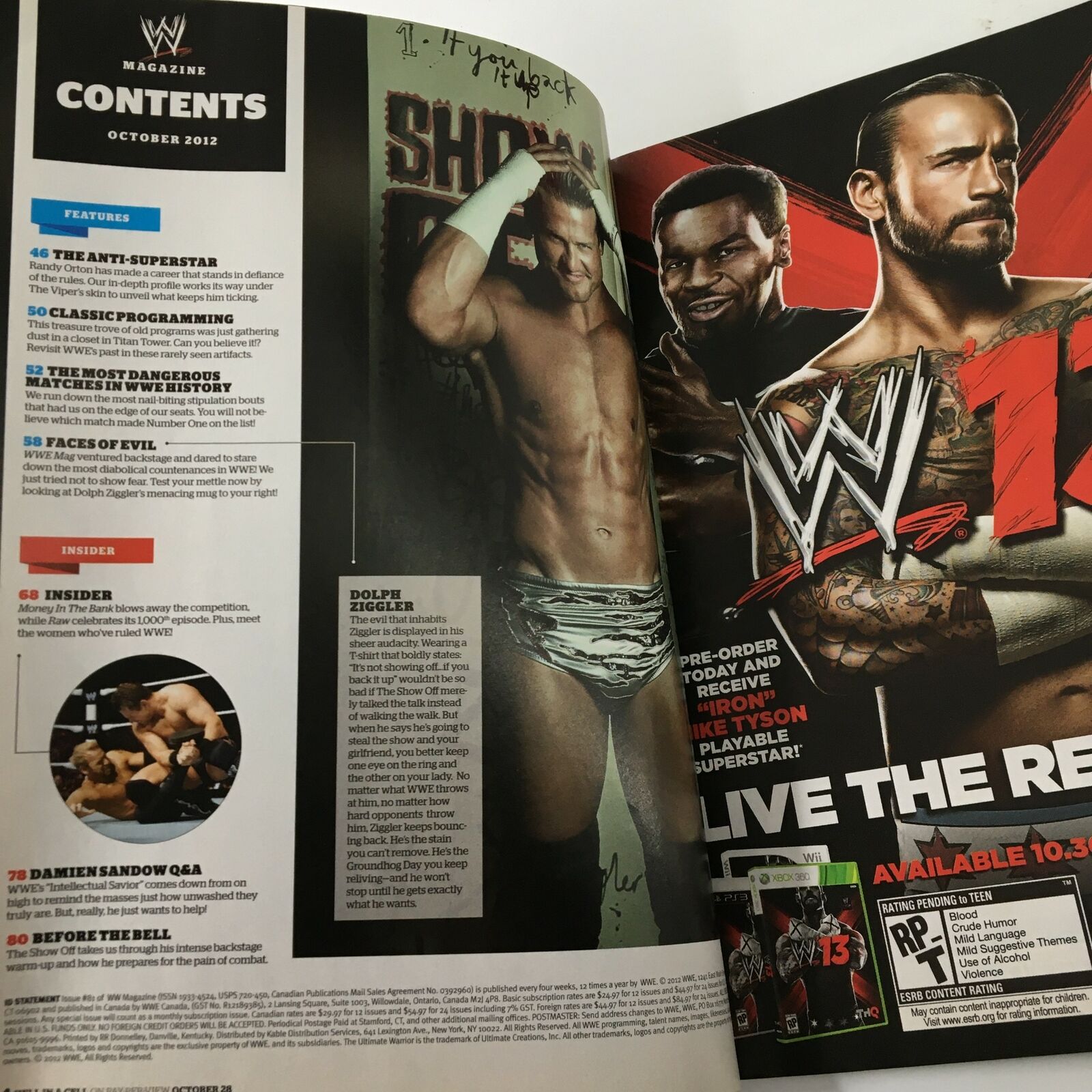 WWE Magazine October 2012 Randy Orton The Apex Predator and John Cena