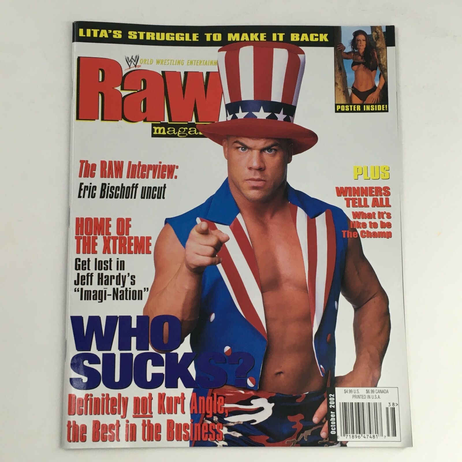 WWE Raw Magazine October 2002 Eric Bischoff, Kurt Angle, Jeff Hardy, No Label VG