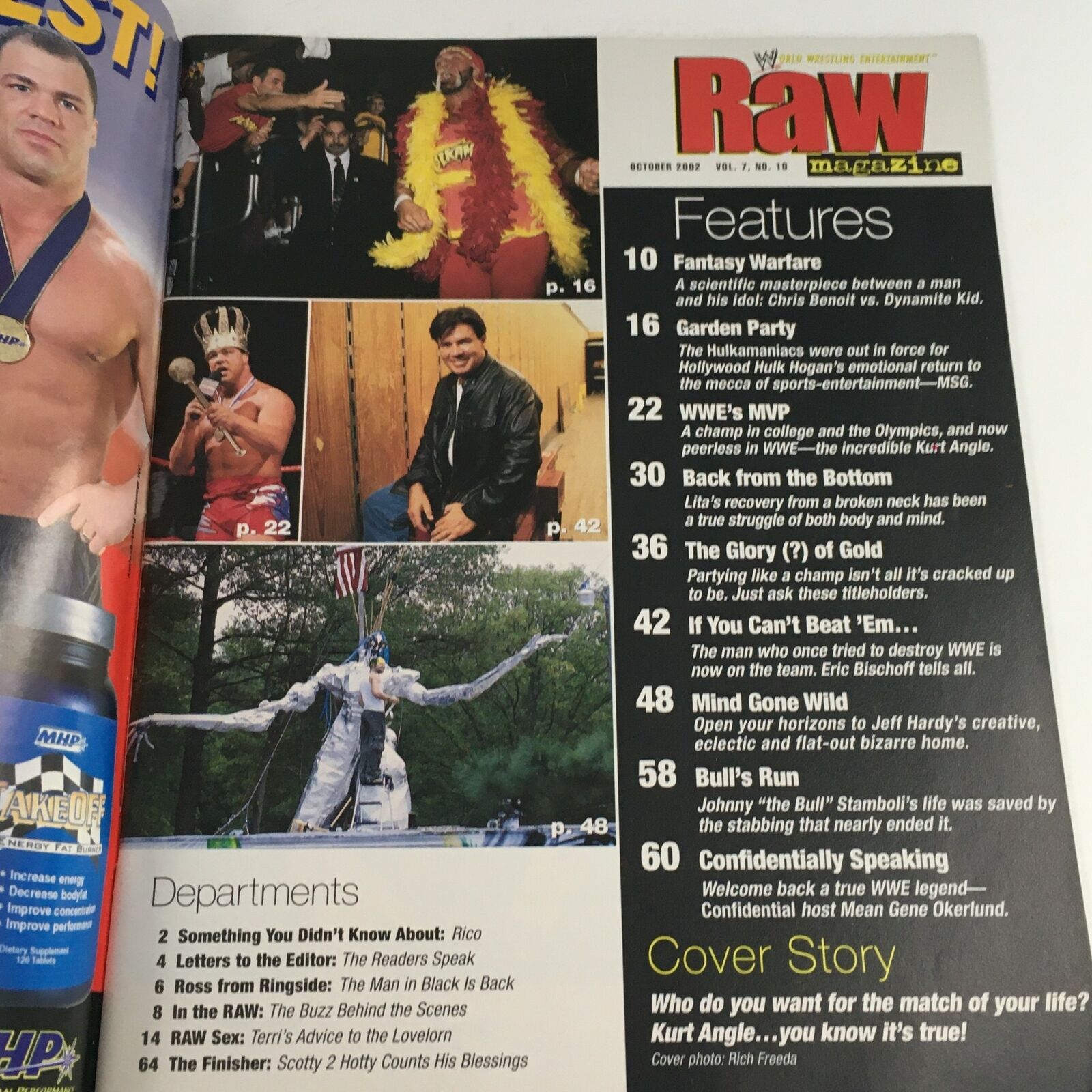 WWE Raw Magazine October 2002 Eric Bischoff, Kurt Angle, Jeff Hardy, No Label VG