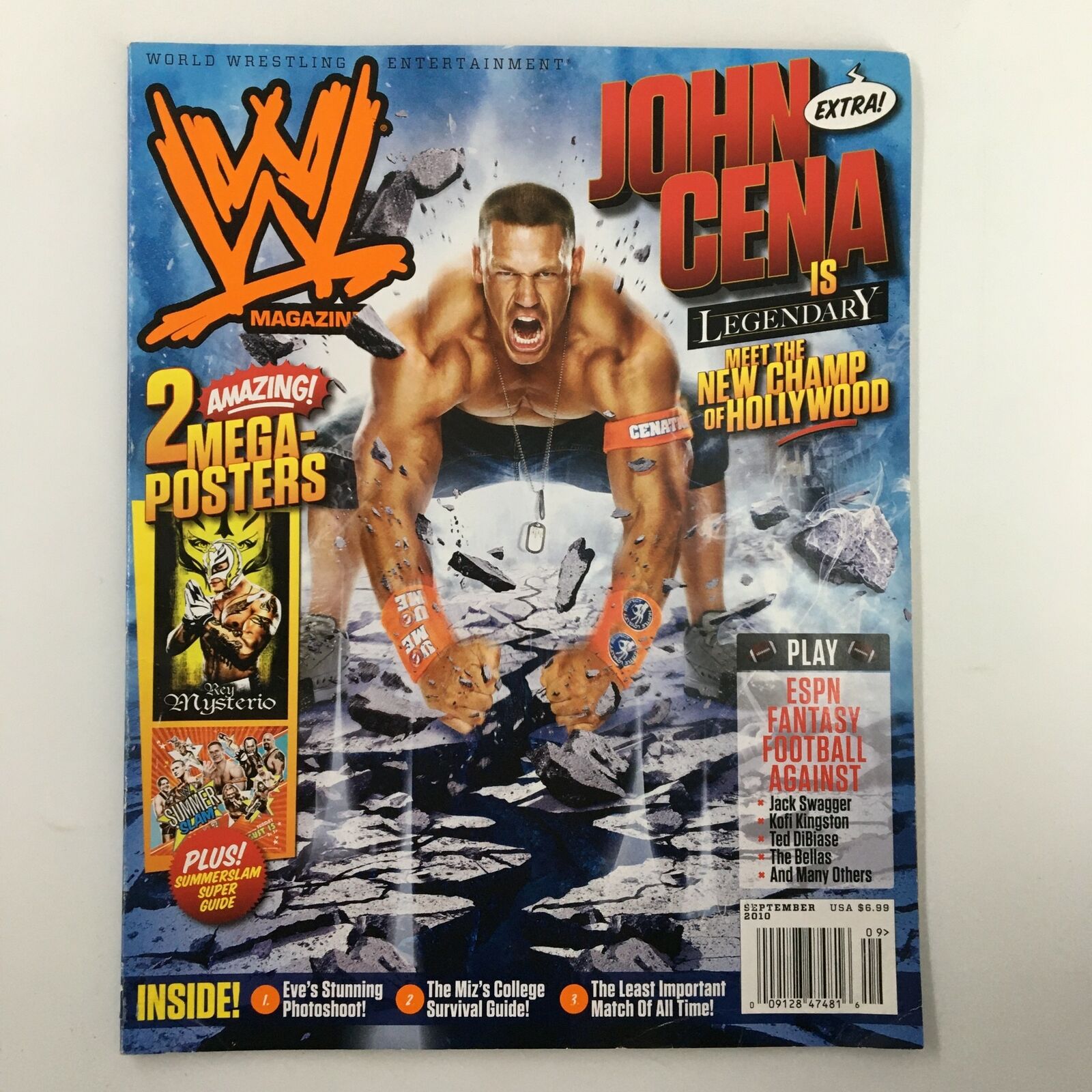 WWE Magazine September 2010 John Cena, Jack Swagger, Kofi Kingston No Label