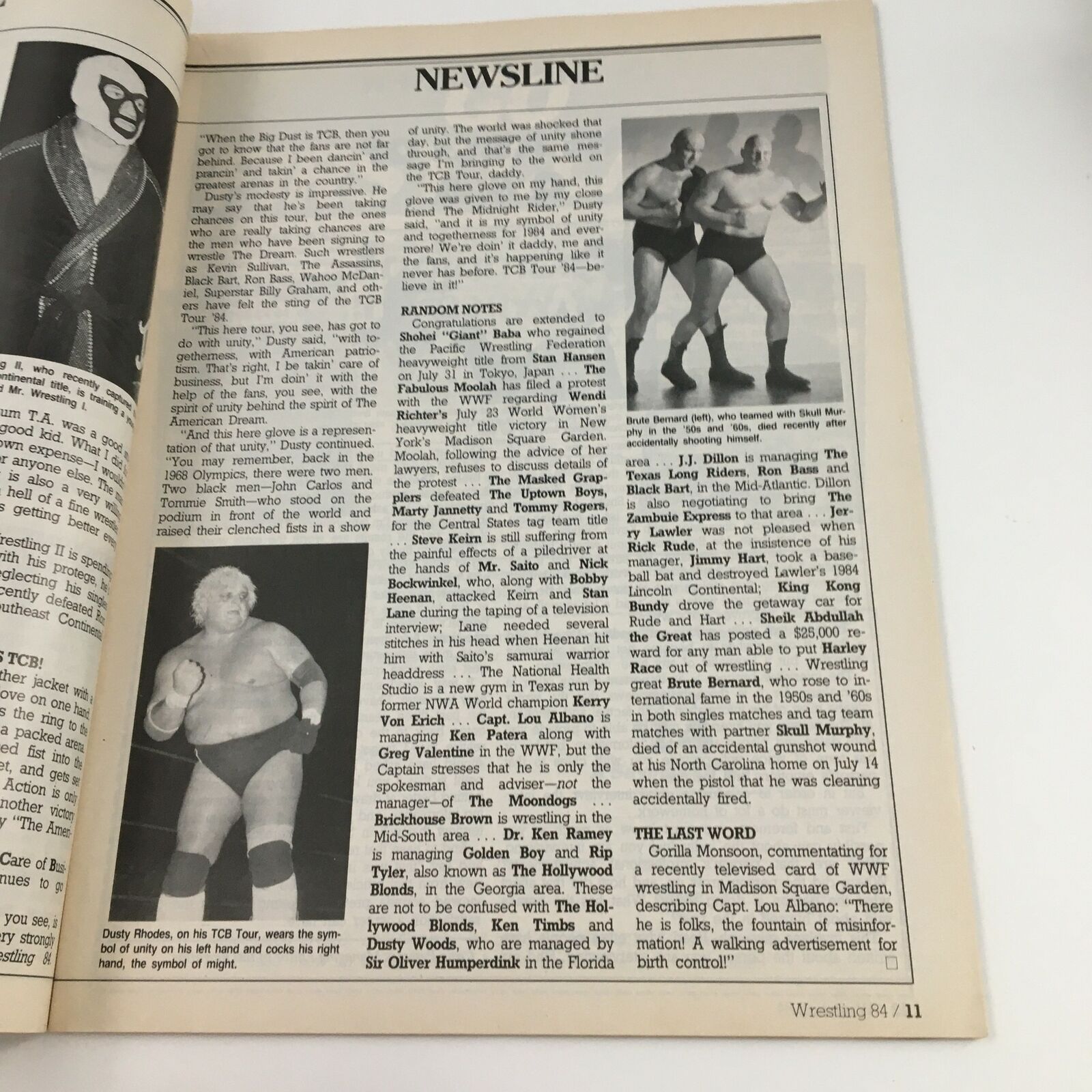 Wrestling Magazine 1984 Ric Flair Michael Hayes Ric Steamboat No Label