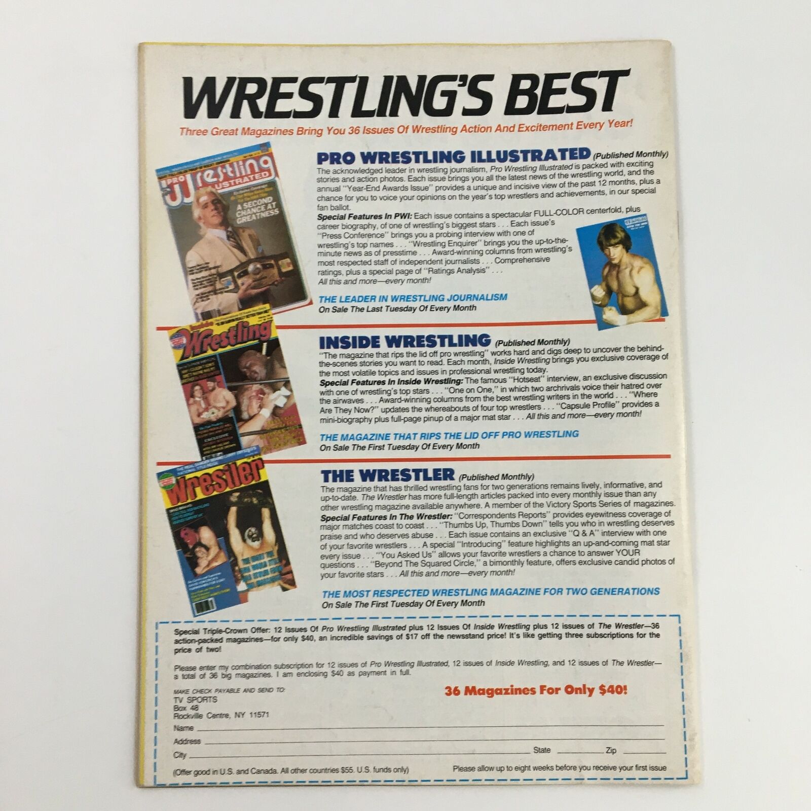 Wrestling Magazine 1984 Ric Flair Michael Hayes Ric Steamboat No Label