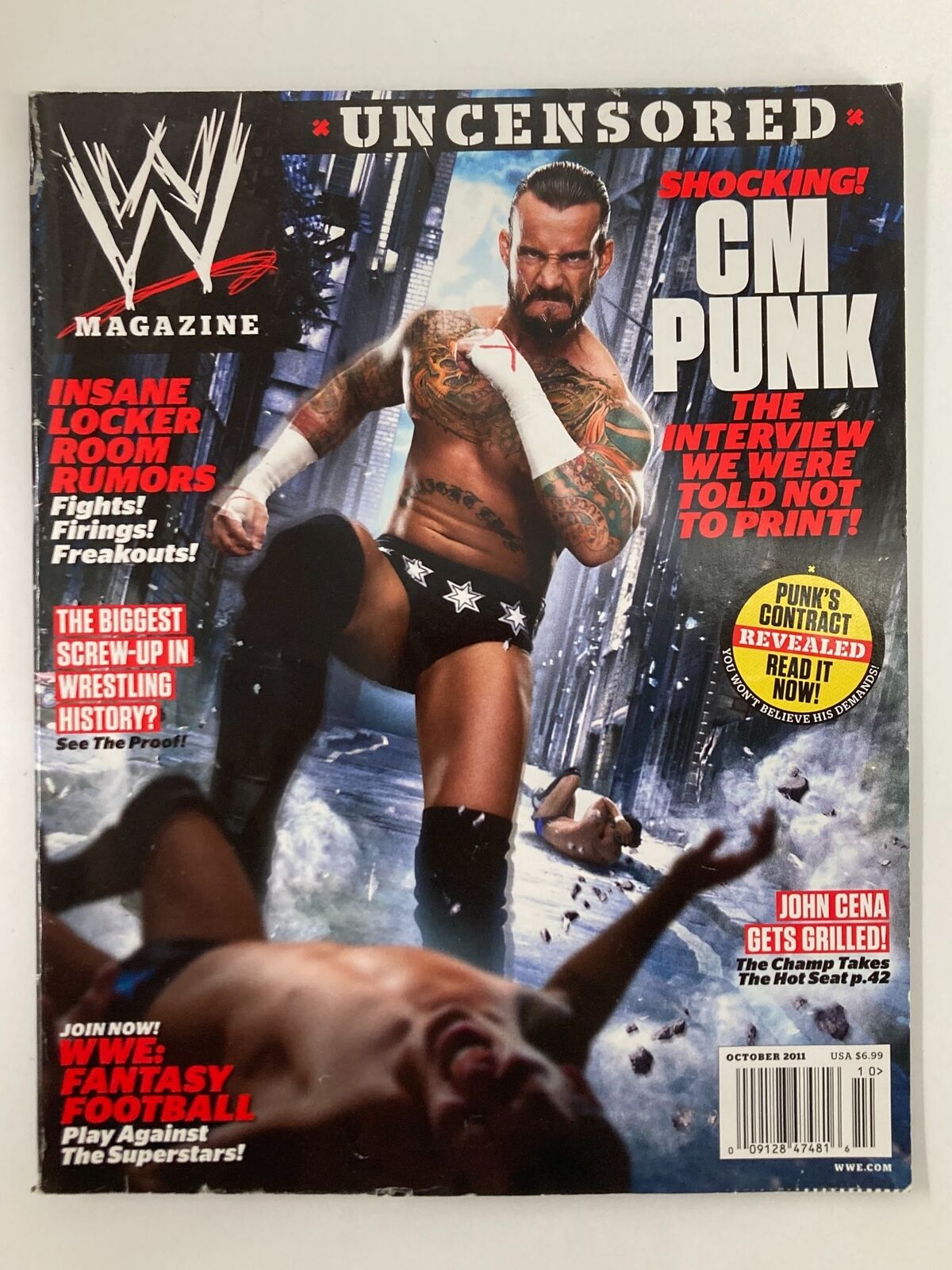 WWE Magazine October 2011 CM Punk and John Cena Plus Fantasy Football