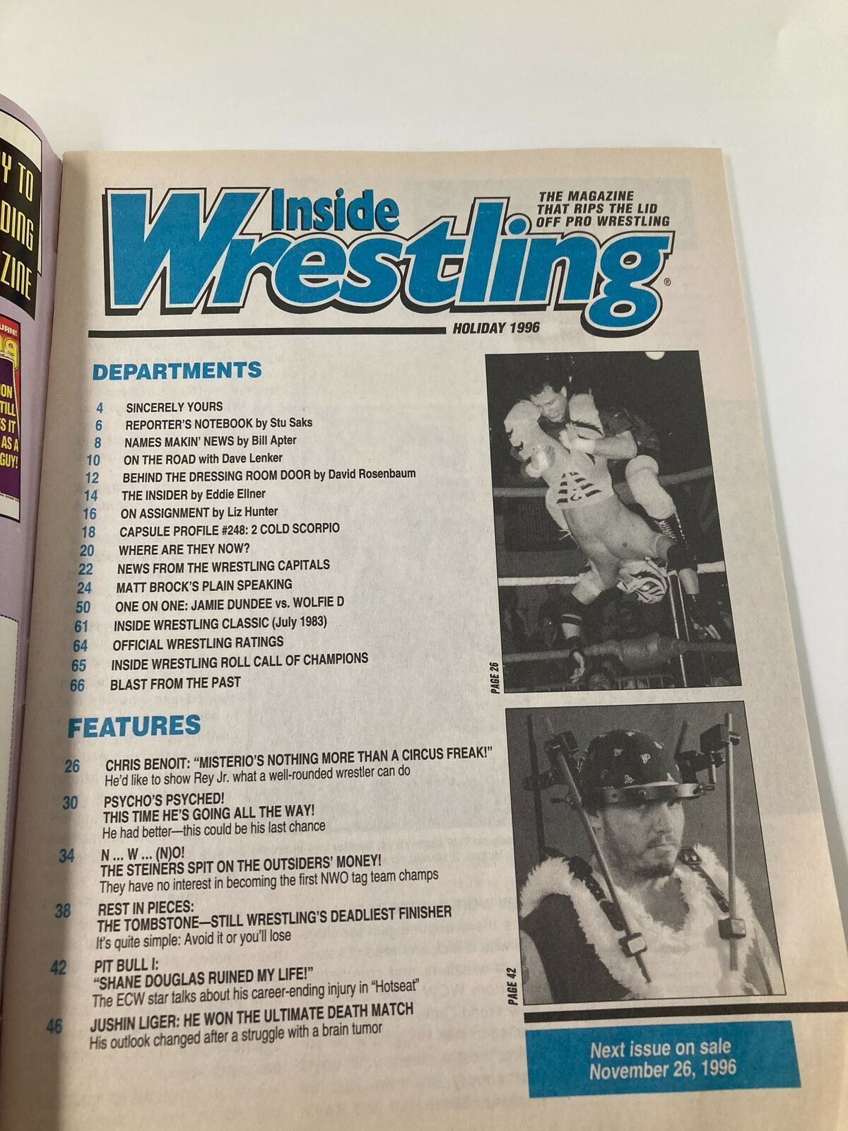 Inside Wrestling Magazine Holiday 1996 Rey Misterio and Psycho Sid No Label