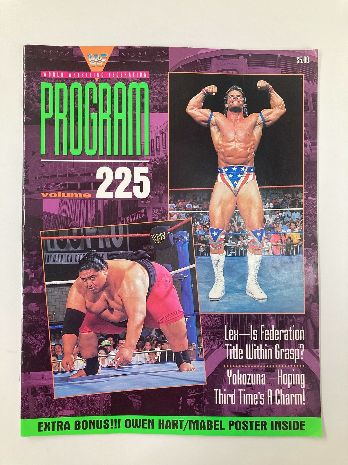 WWF Program Vol. 225 Lex Luther, Yokozuna, Owen Hart & Bret Hart No Label