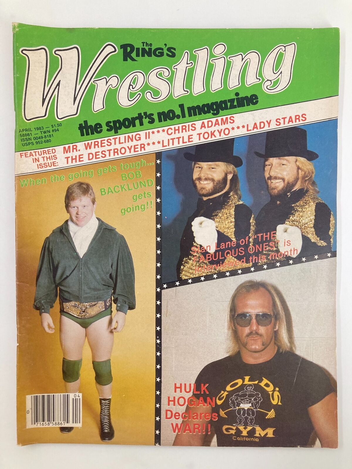 VTG The Ring's Wrestling Magazine April 1983 Bob Backlund & Hulk Hogan No Label