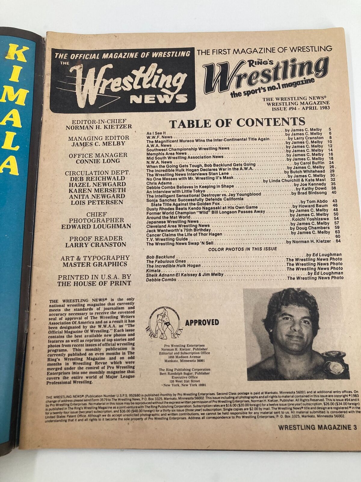 VTG The Ring's Wrestling Magazine April 1983 Bob Backlund & Hulk Hogan No Label