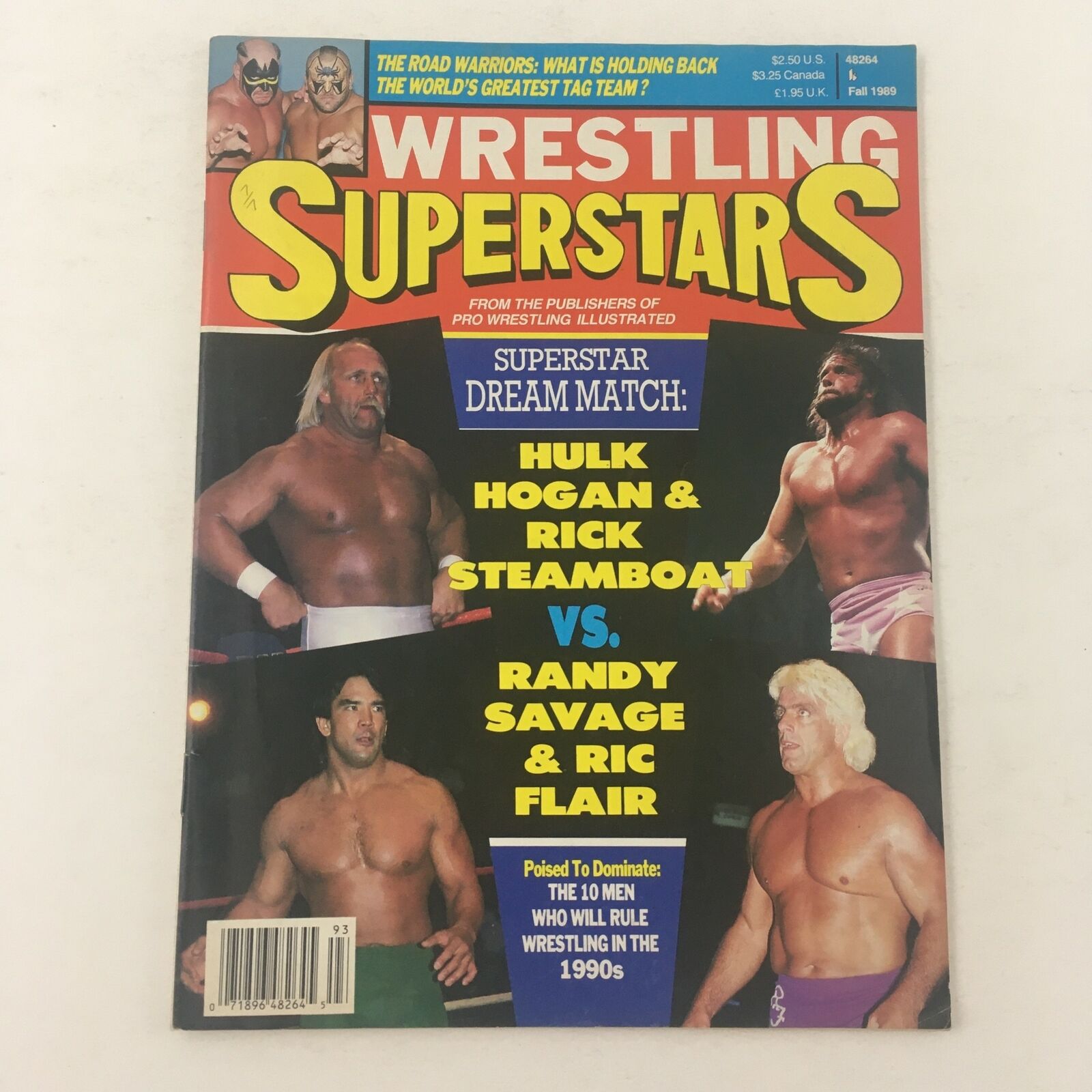 Wrestling Superstars Magazine Fall 1989 Hulk Hogan & Rick Steamboat, No Label VG