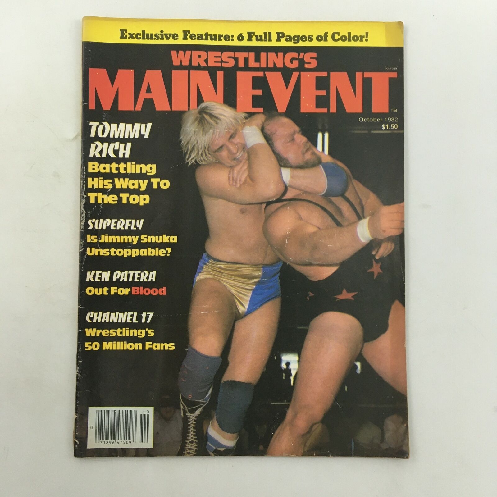 Wrestling's Main Event Magazine October 1982 Tommy Rich and Ken Patera, No Label