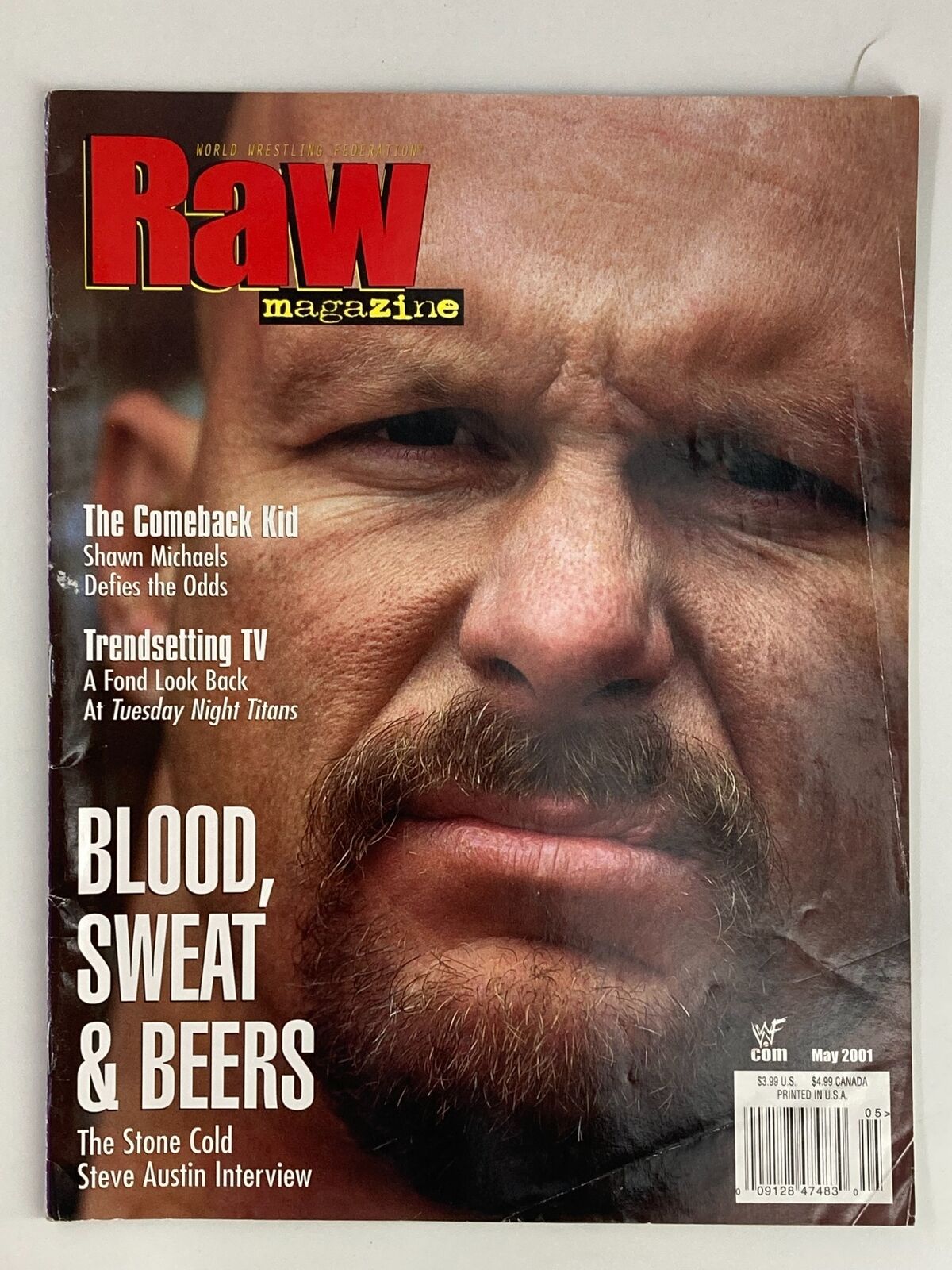 WWF Raw Magazine May 2001 Stone Cold Steve Austin Interview w Poster No Label