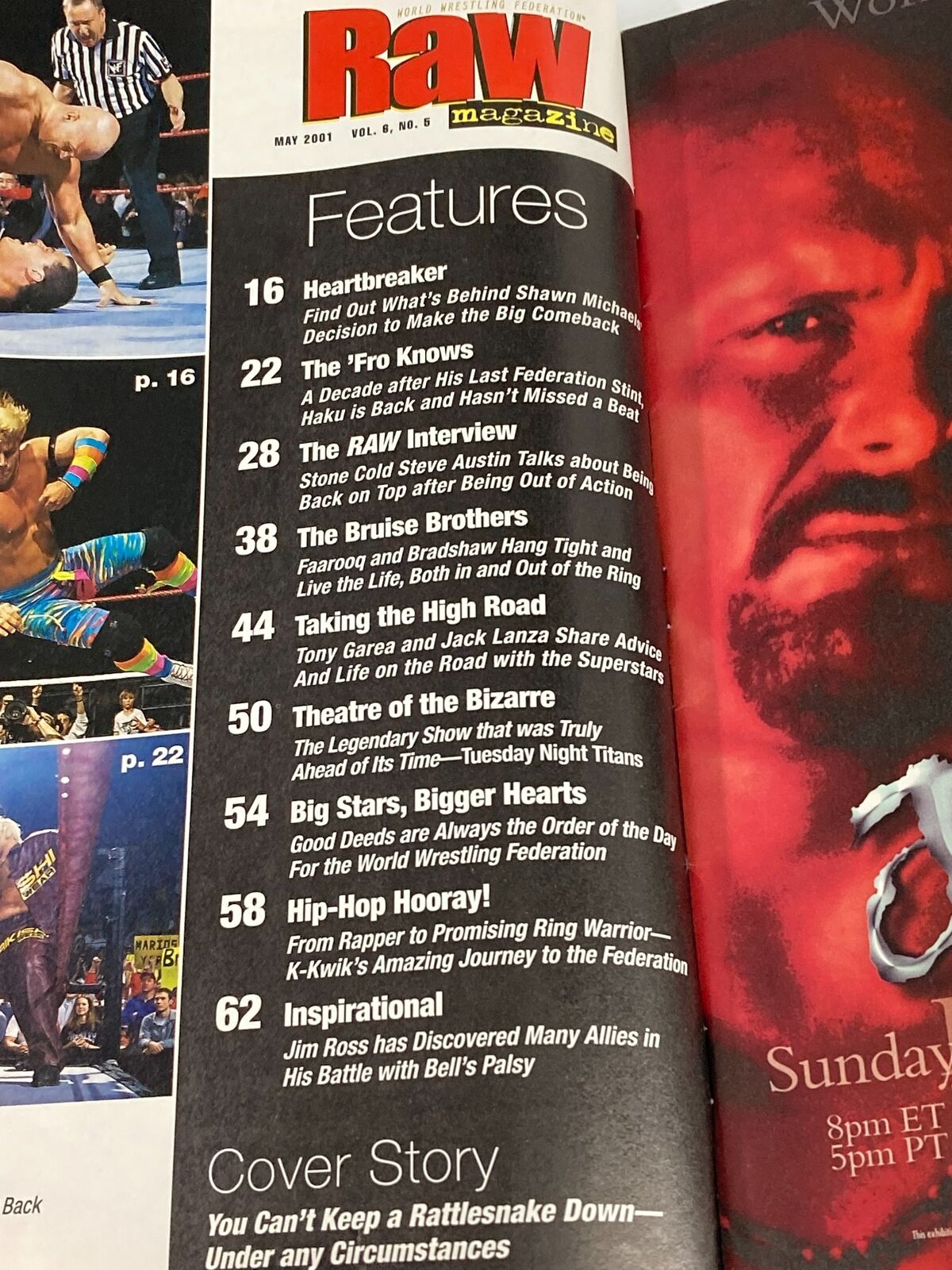 WWF Raw Magazine May 2001 Stone Cold Steve Austin Interview w Poster No Label