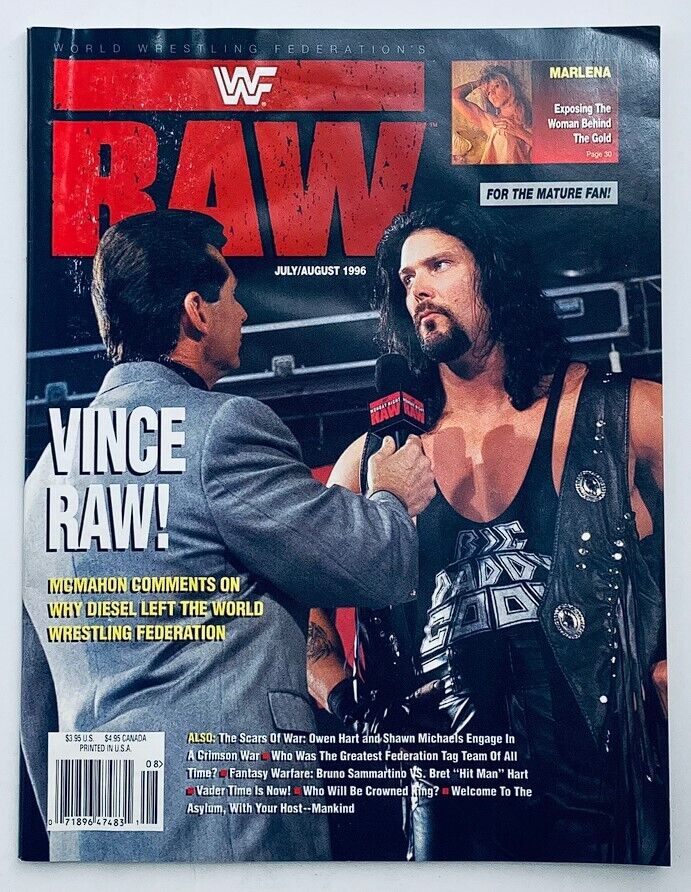 WWF Raw Magazine July 1996 Vince McMahaon, Kevin Nash and Marlena w Poster