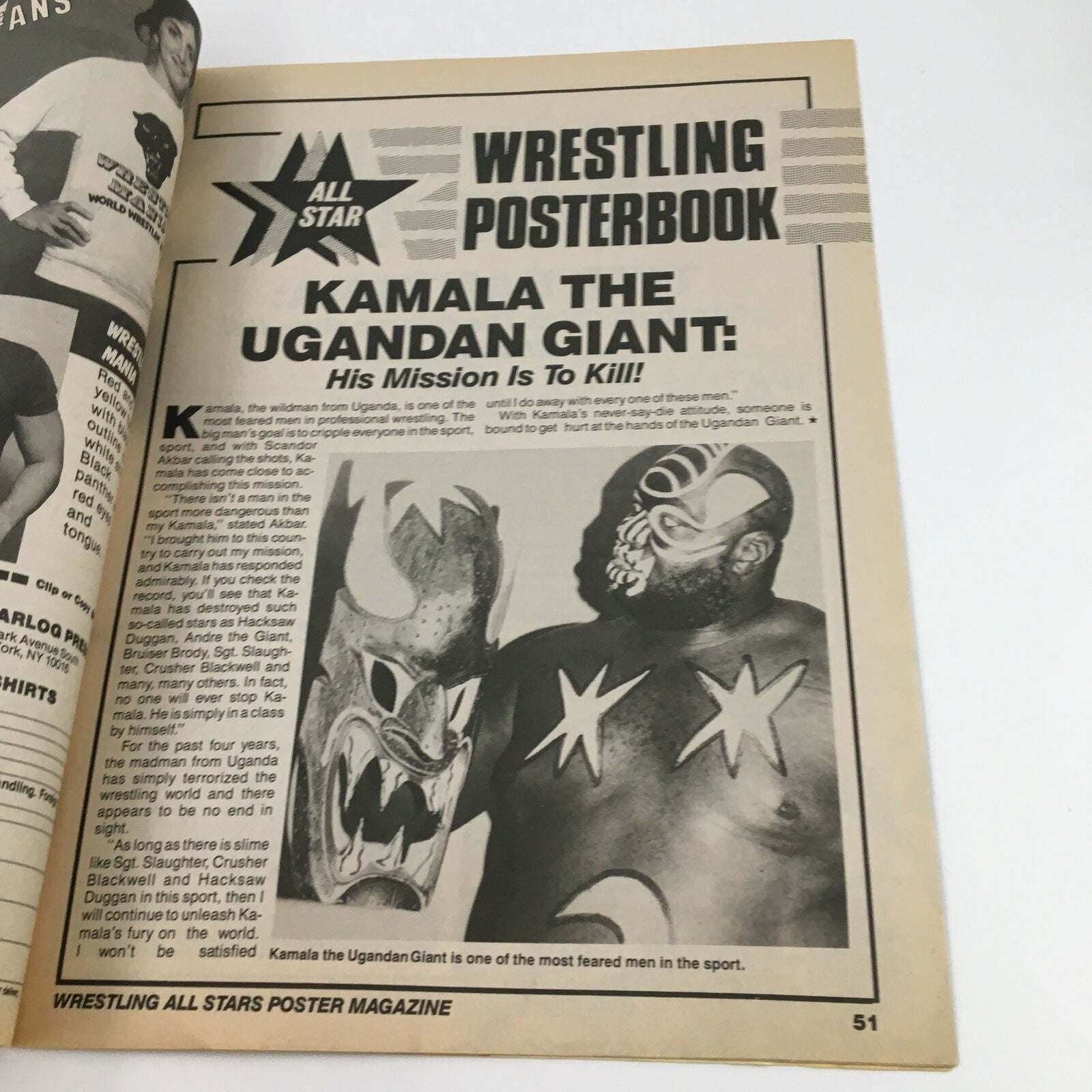 Wrestling All Star Poster Magazine #2 Kamala Ugandan Giant, No Posters Inside