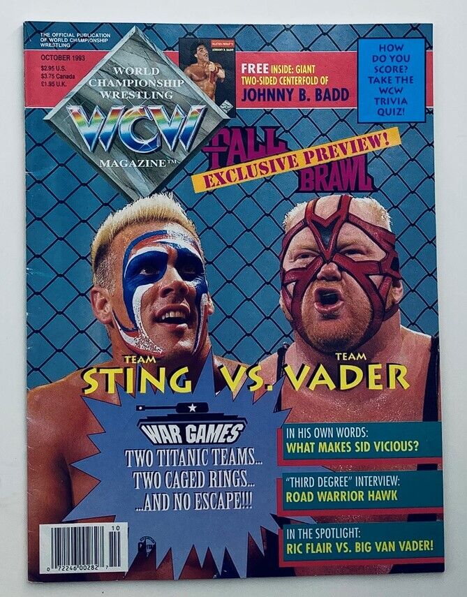 WCW Wrestling Magazine October 1993 Sting, Vader & Johnny B. Badd w Poster