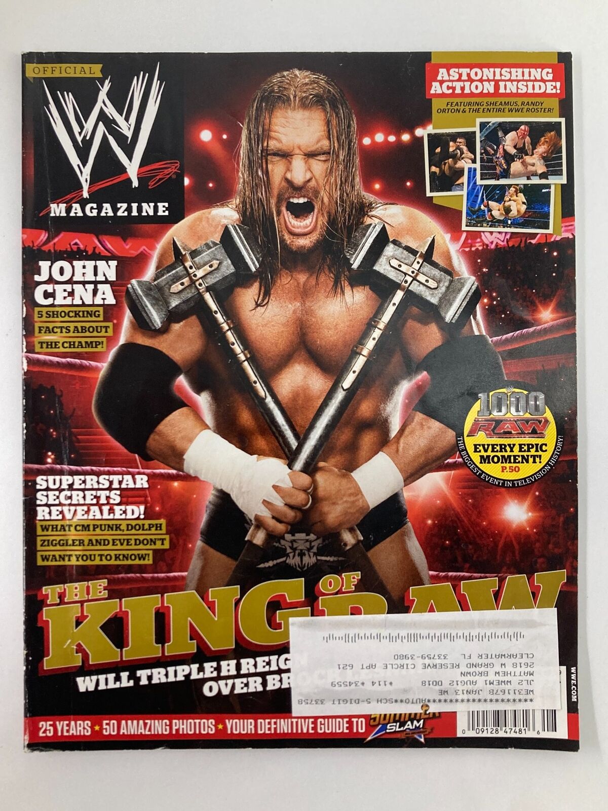 WWE Magazine August 2012 Triple H, John Cena, CM Punk, Dolph Ziggler & Eve