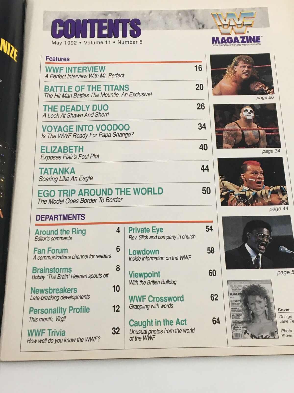 VTG WWF Magazine May 1992 Miss Elizabeth, Tatanka and Hulk Hogan No Label