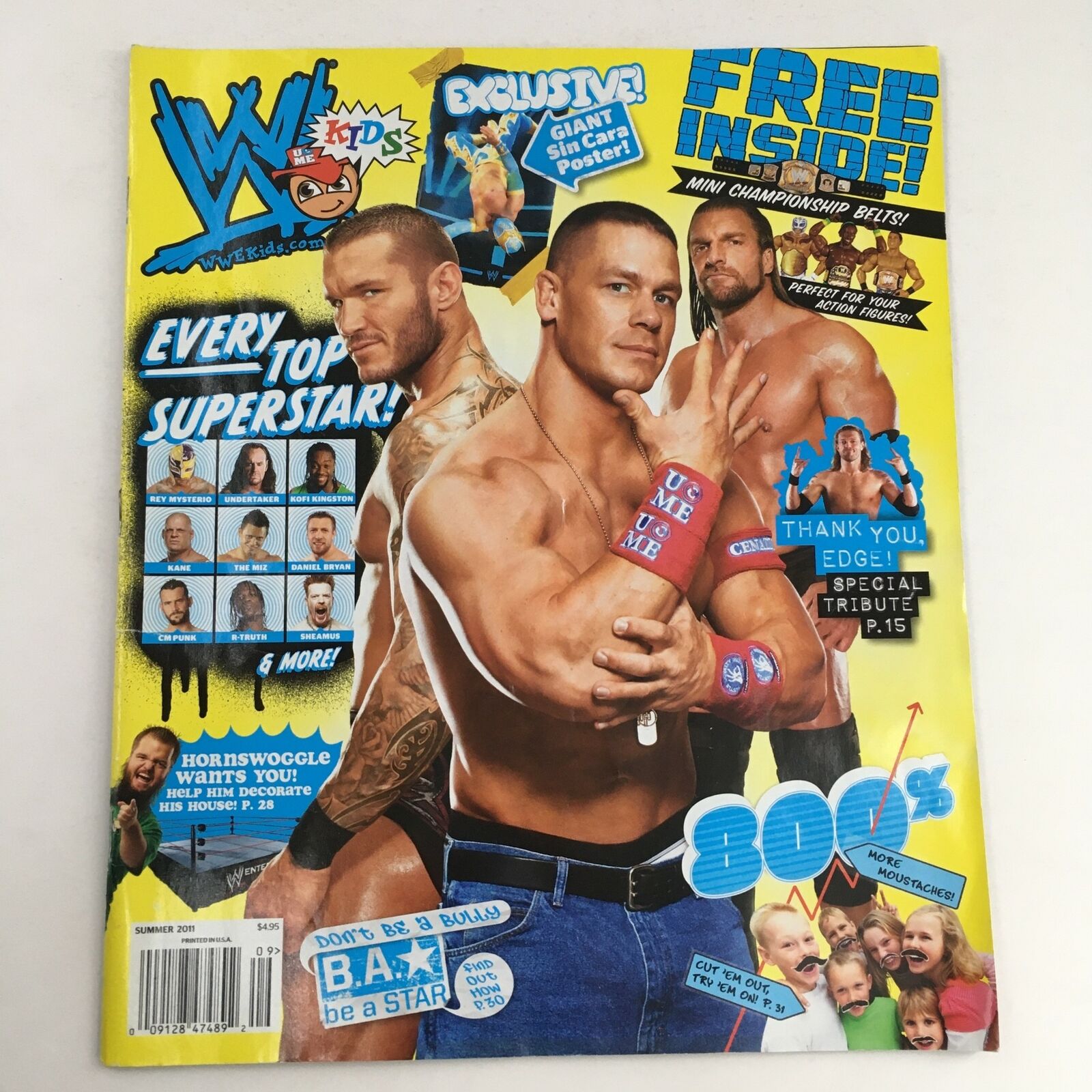 WWE Kids Magazine Summer 2011 John Cena, Edge, Rey Mysterio, Kane, No Label