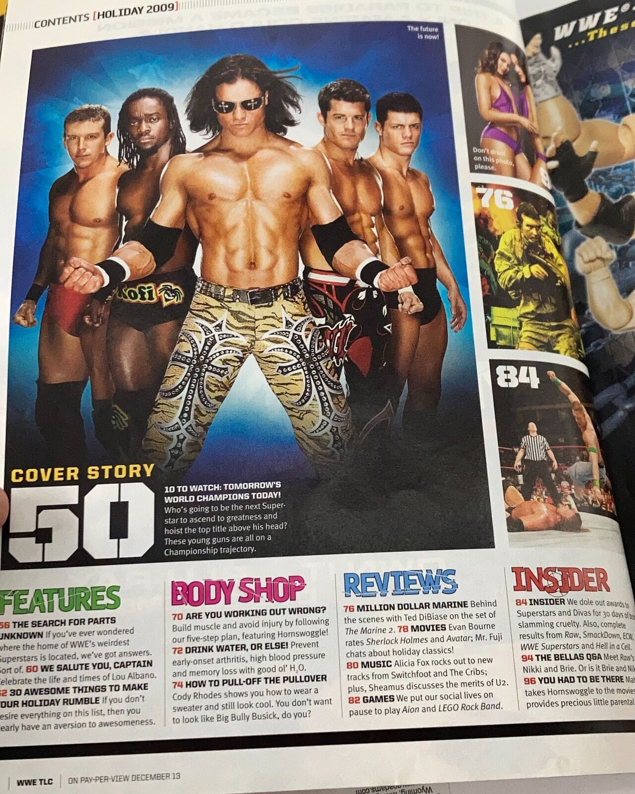 WWE Magazine Holiday 2009 Ted DiBiase, Kofi Kingston & John Morrison No Label