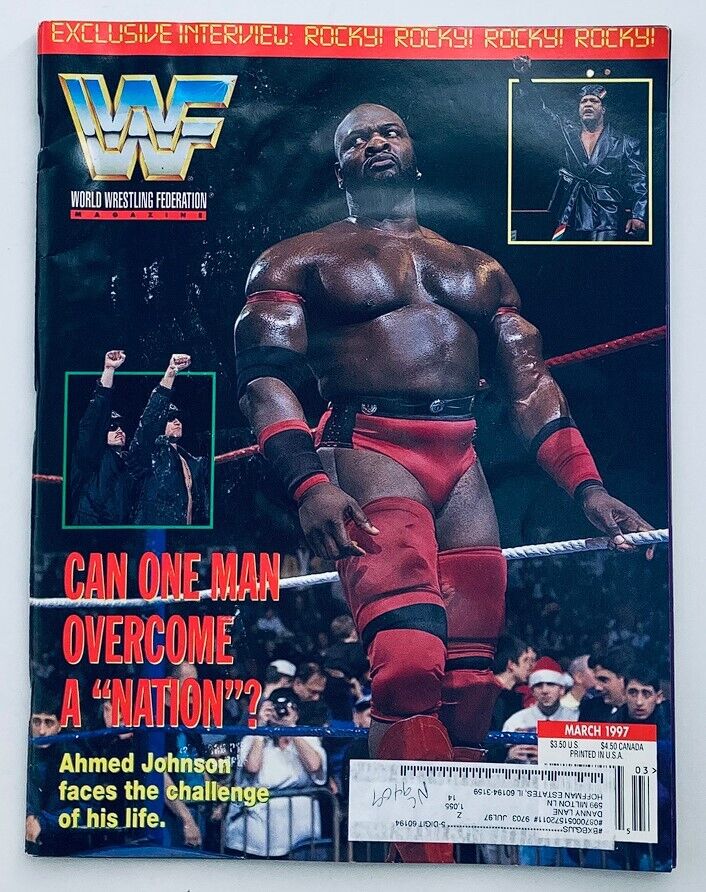 WWF World Wrestling Federation Magazine March 1997 Ahmed Johnson w Poster