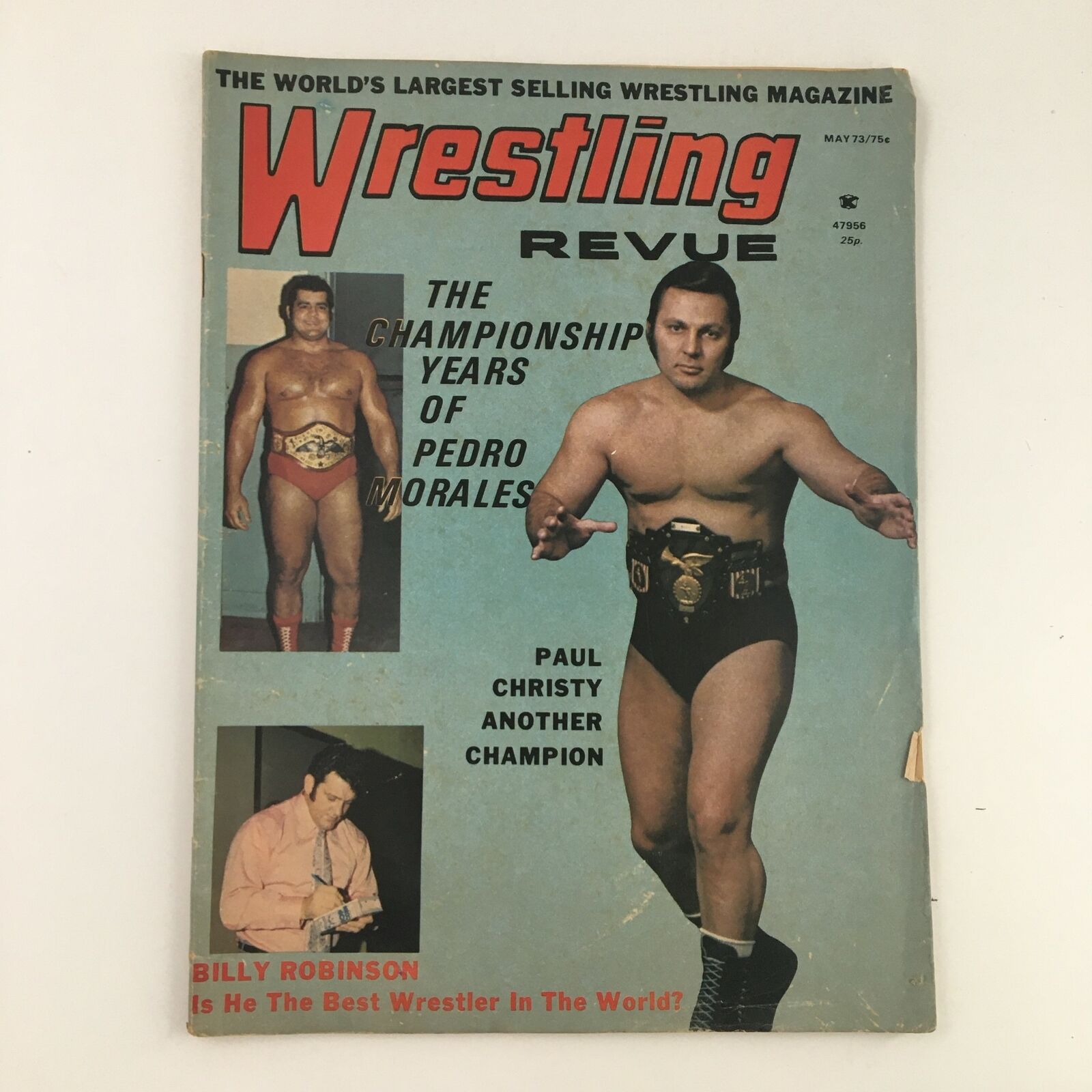 Wrestling Revue Magazine May 1973 Pedro Morales & Billy Robinson, No Label