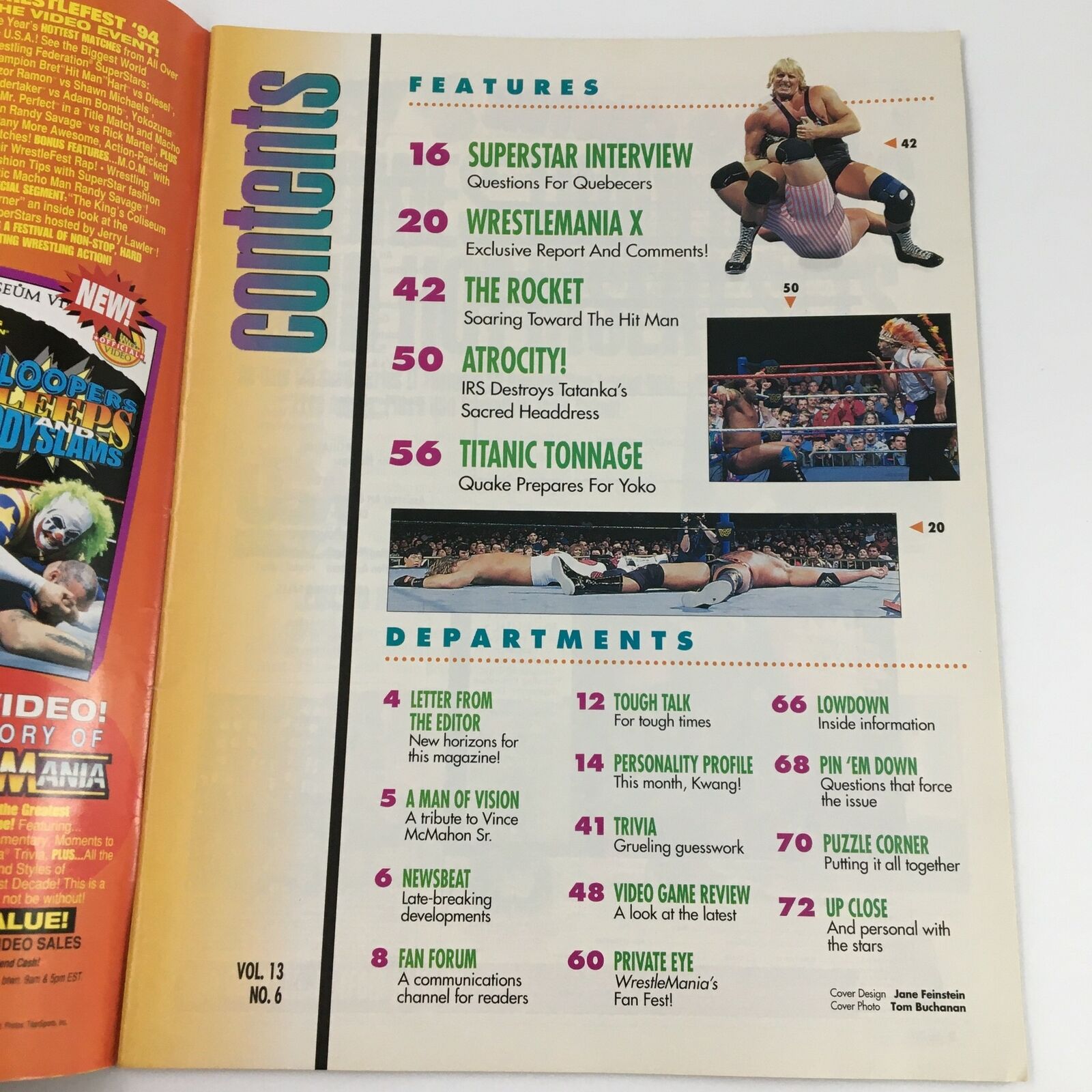 WWF Magazine June 1994 Real Champ Owen Hart, Tatanka, Quake and Yoko No Label