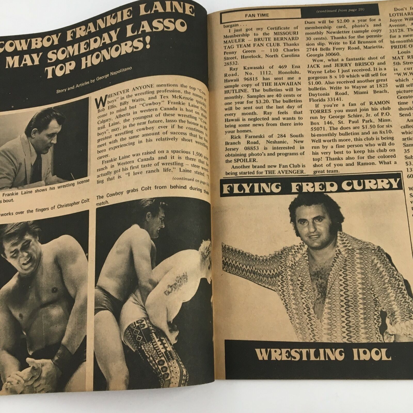 Wrestling Guide Magazine December 1972 Karl Von Hess & Frankie Laine, No Label