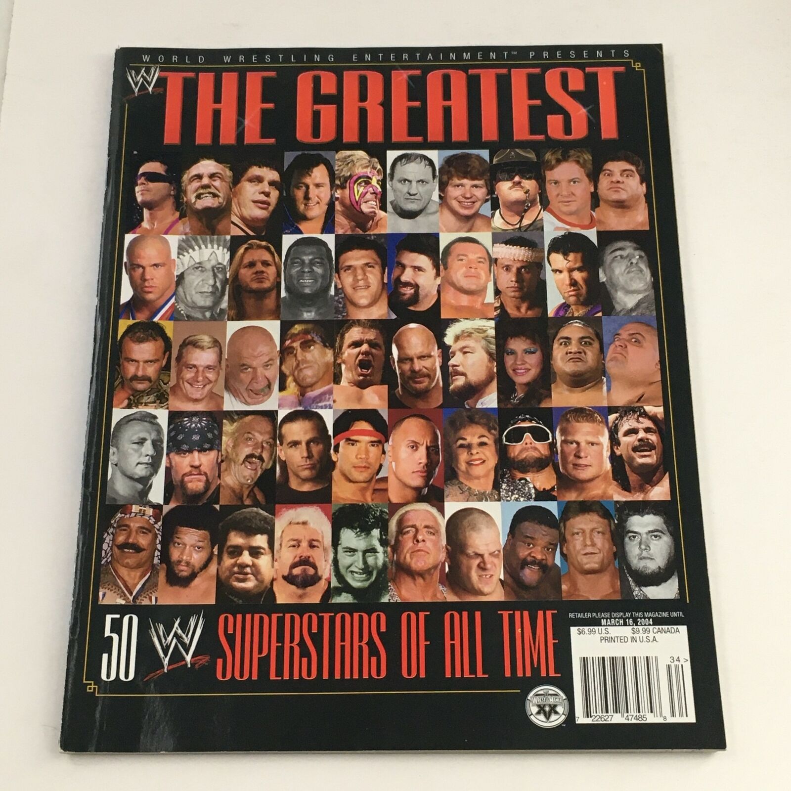 WWE March 2004 The Greatest 50 Superstars Of All Time Steve Austin, No Label VG