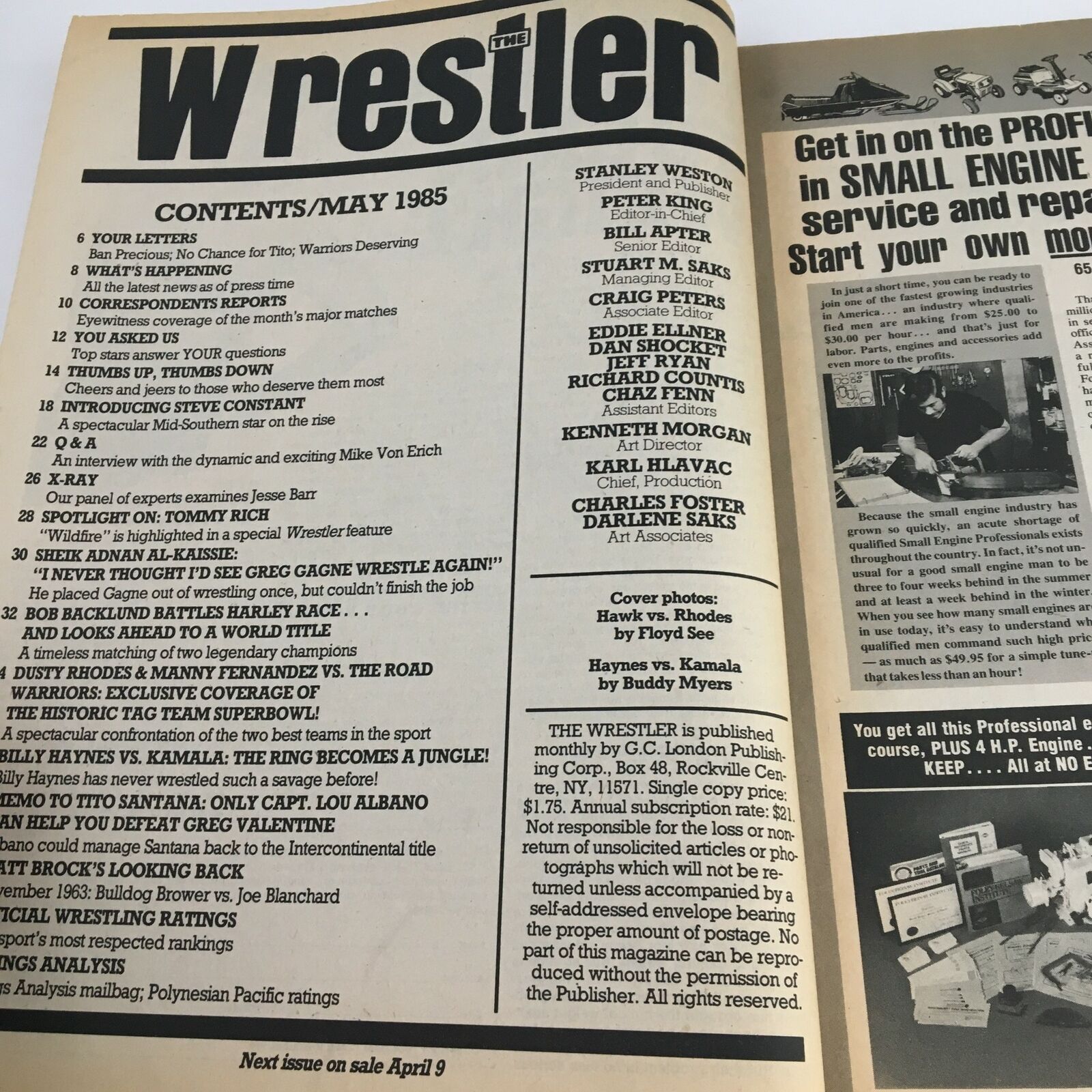 The Wrestler Magazine May 1985 Bob Backlund, Harley Race, Kamala,