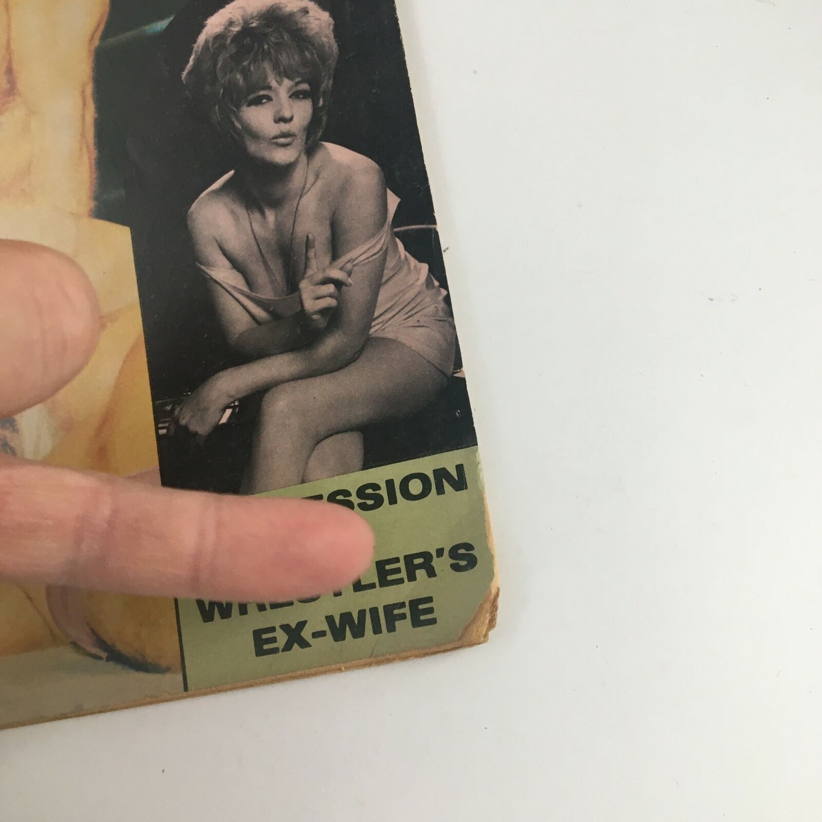 Close-up of the cover of The Wrestler Magazine January 1973 showcasing a feature on a wrestler's ex-wife.