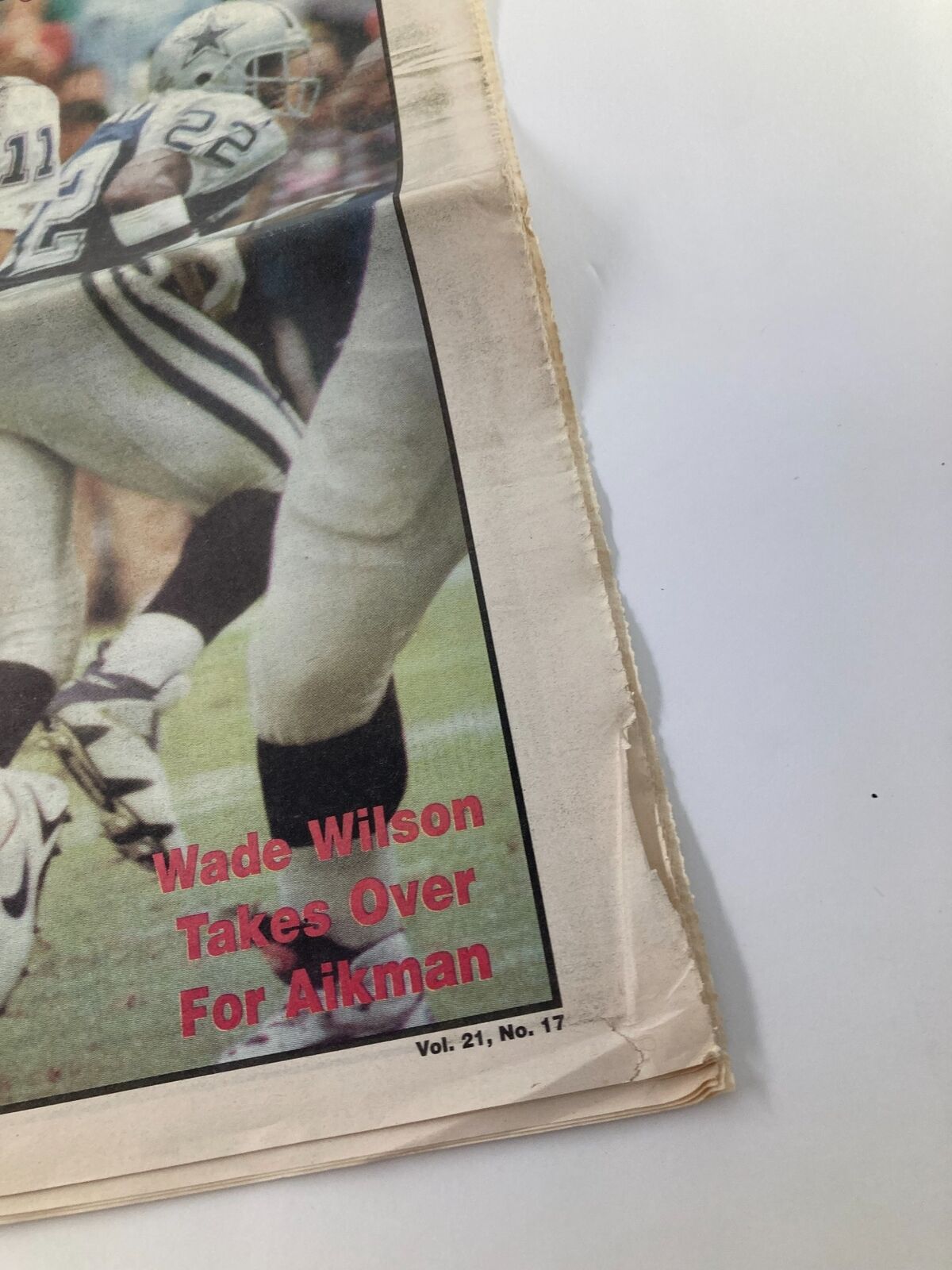 Dallas Cowboys Weekly Newspaper October 7 1995 Vol 21 #17 Wade Wilson & T Aikman