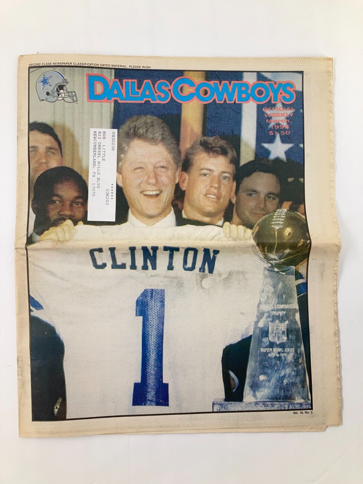 Dallas Cowboys Weekly Newspaper March 1993 Vol 19 #2 Bill Clinton Jersey