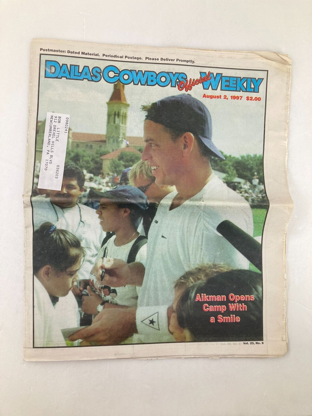 Dallas Cowboys Weekly Newspaper August 2 1997 Vol 23 #8 Troy Aikman Opens Camp